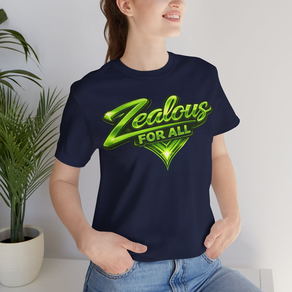 Zealous For All Graphic T-Shirt (Lime Green Logo) Printify