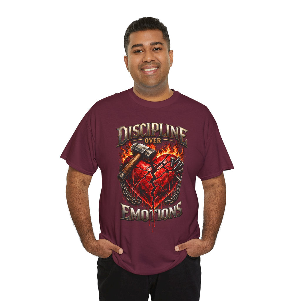 Discipline Over Emotions Graphic T-Shirt (Red Heart) Printify
