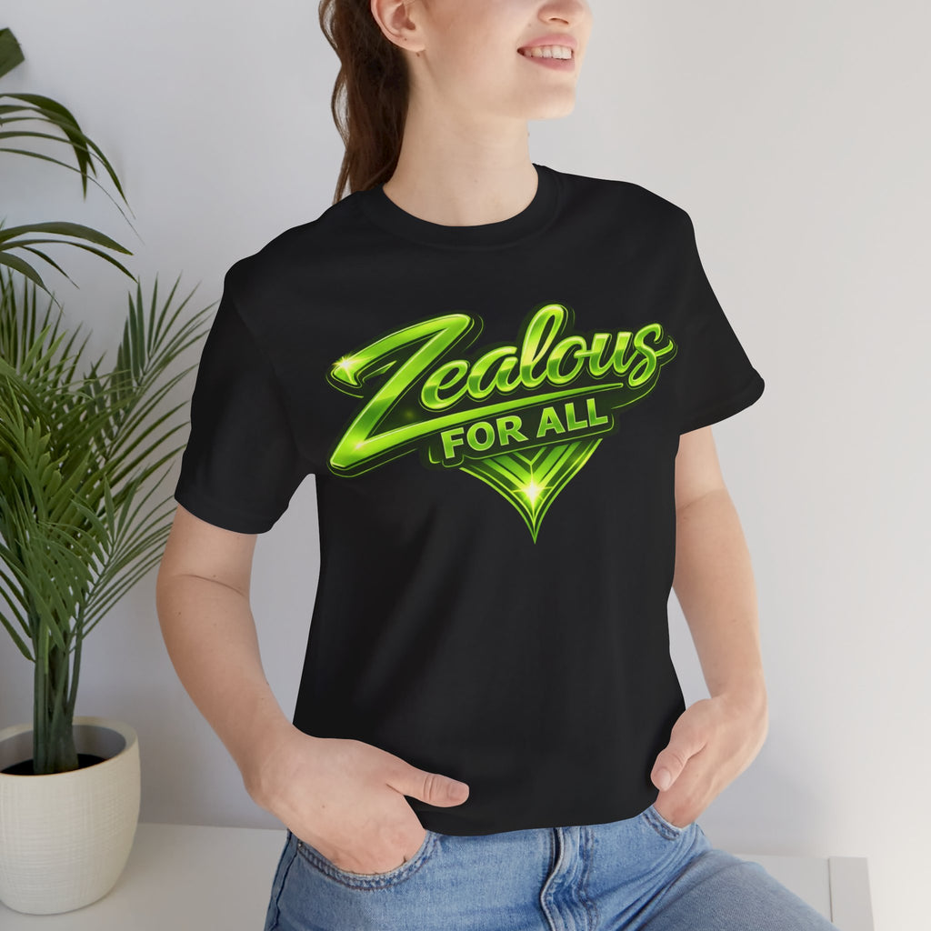 Zealous For All Graphic T-Shirt (Lime Green Logo) Printify