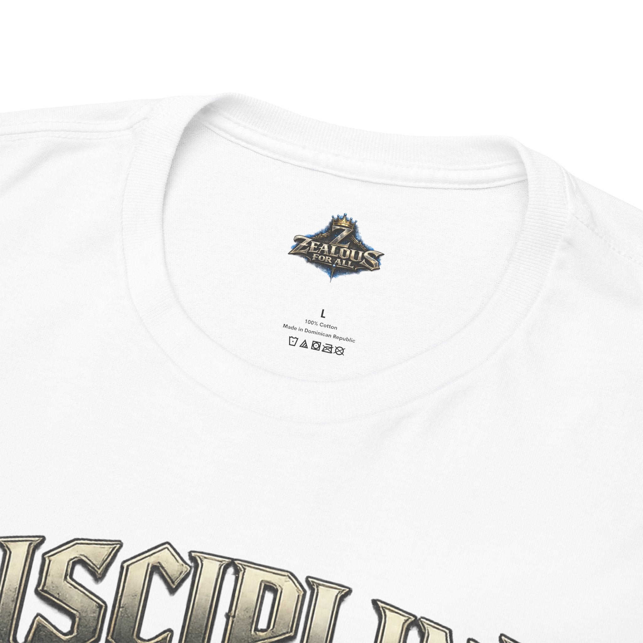 Discipline Over Emotions Graphic T-Shirt (Blue Heart) Printify