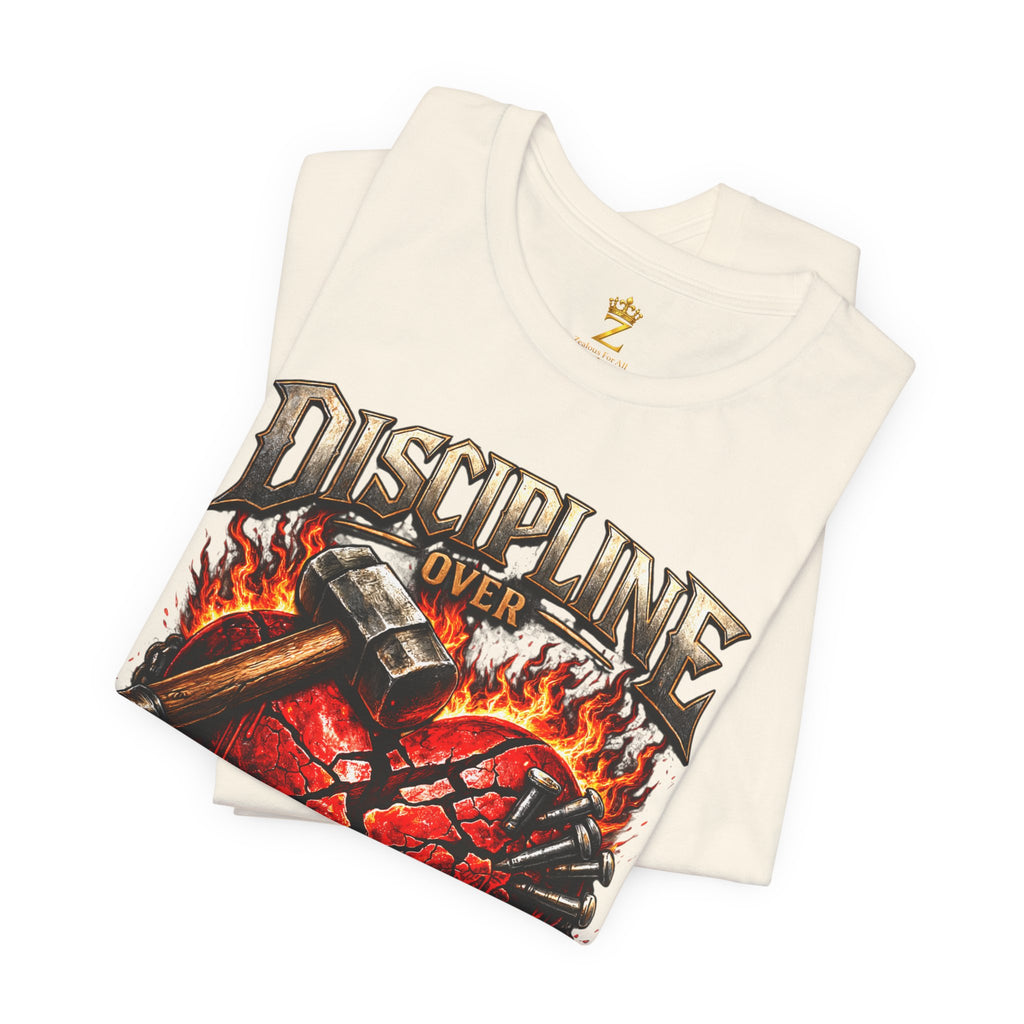 Discipline Over Emotions Premium Graphic T-Shirt (Red Heart) Printify