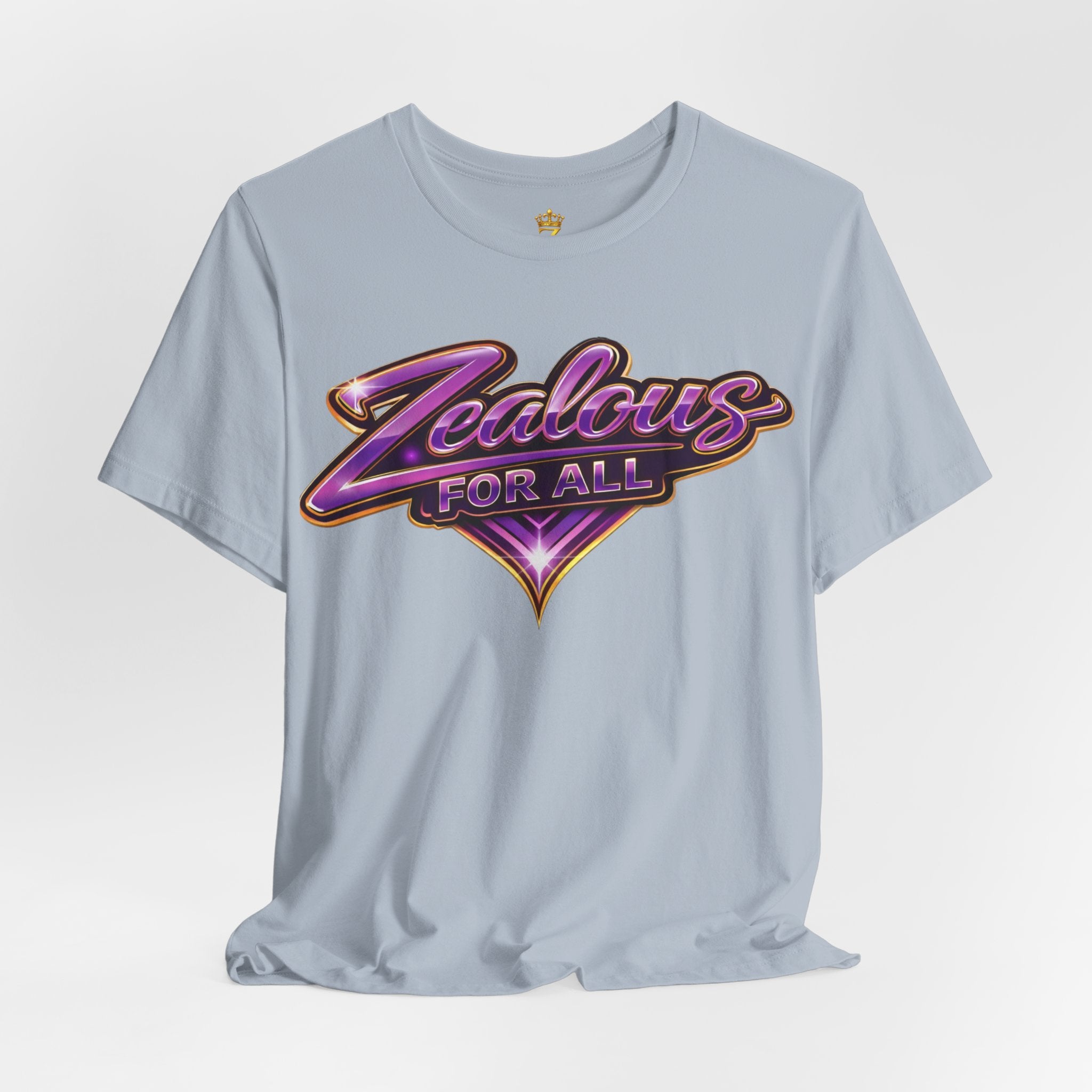 CUSTOM Zealous For All Graphic T-Shirt (Purple & Gold Trim Logo)