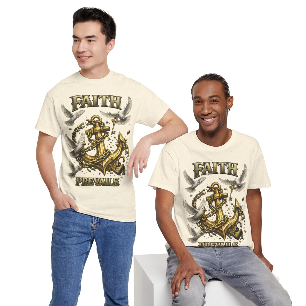 Adult Faith Prevails Anchor T-Shirt (Gold Anchor) Printify