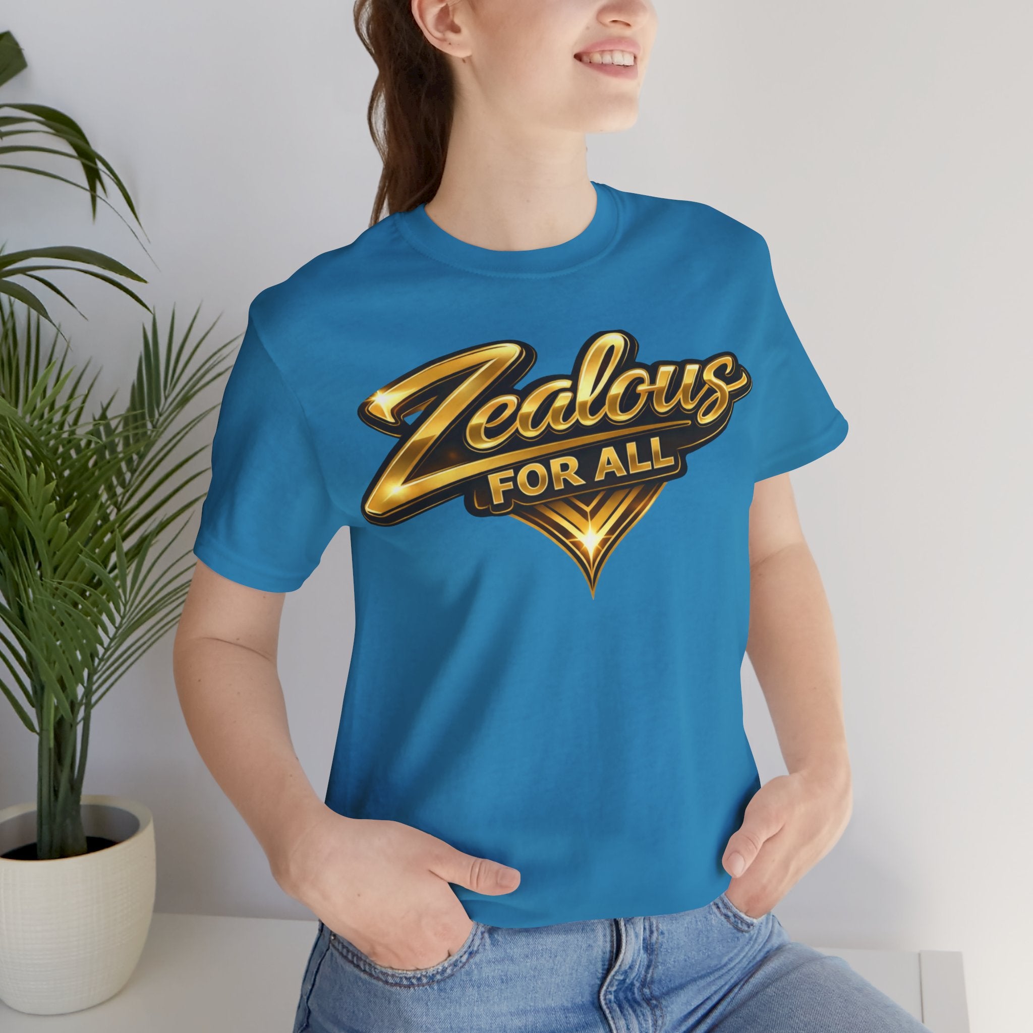 Zealous For All Graphic T-Shirt (Gold Logo) Printify