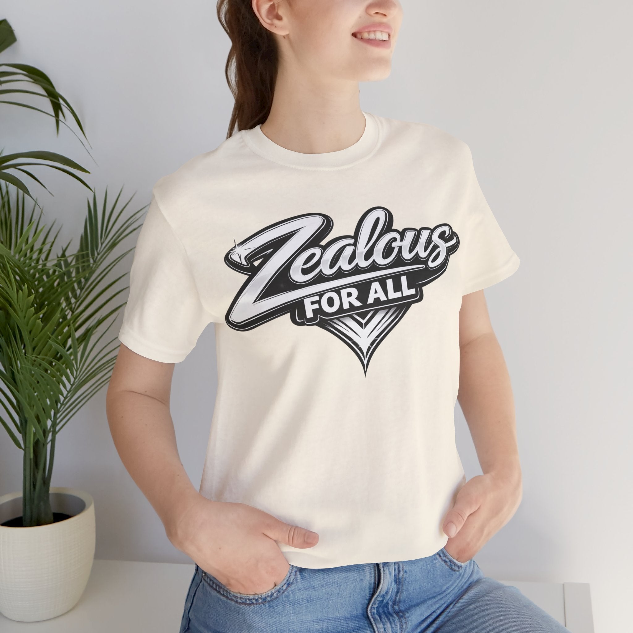 Zealous For All Graphic T-Shirt (White Logo) Printify