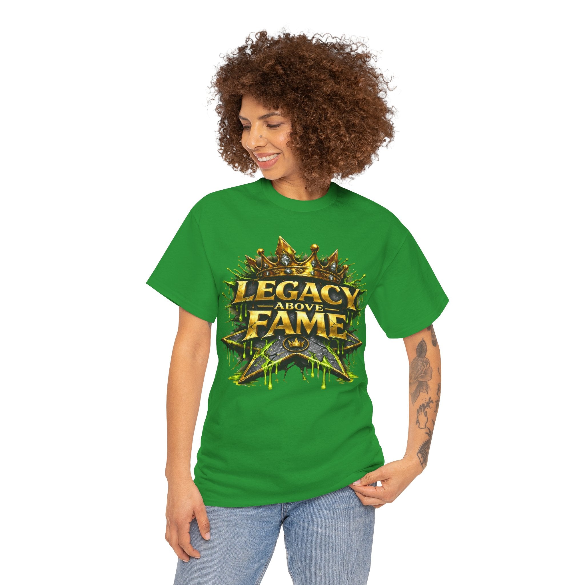 Adult Legacy Above Fame Graphic T-Shirt (Lime Green Drip) - Zealous For All