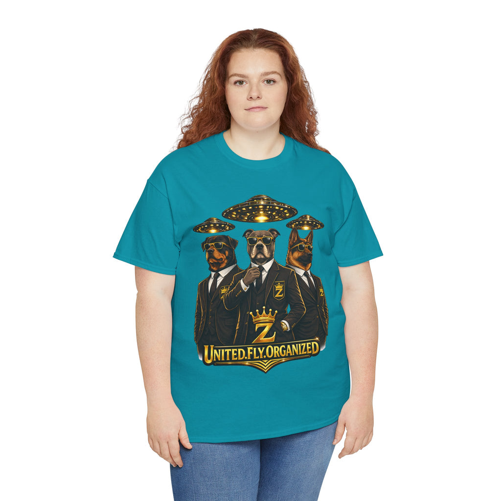 Adult "United. Fly. Organized." Graphic Tee (Gold) Printify