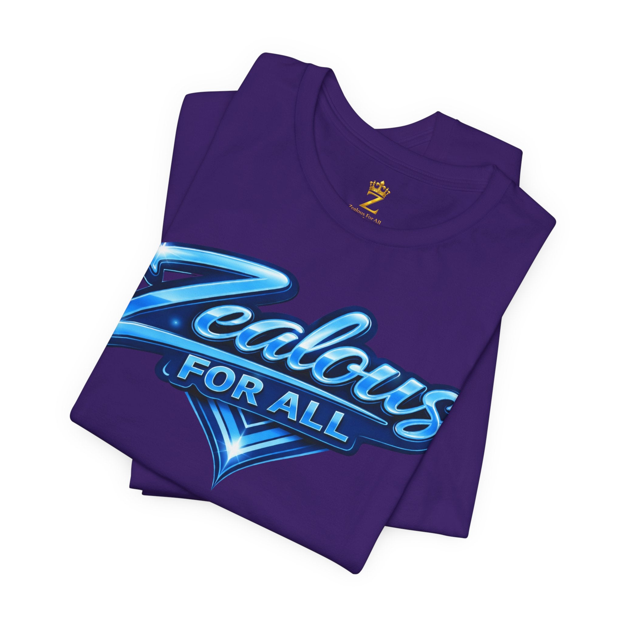Zealous For All Graphic T-Shirt (Blue Logo) Printify