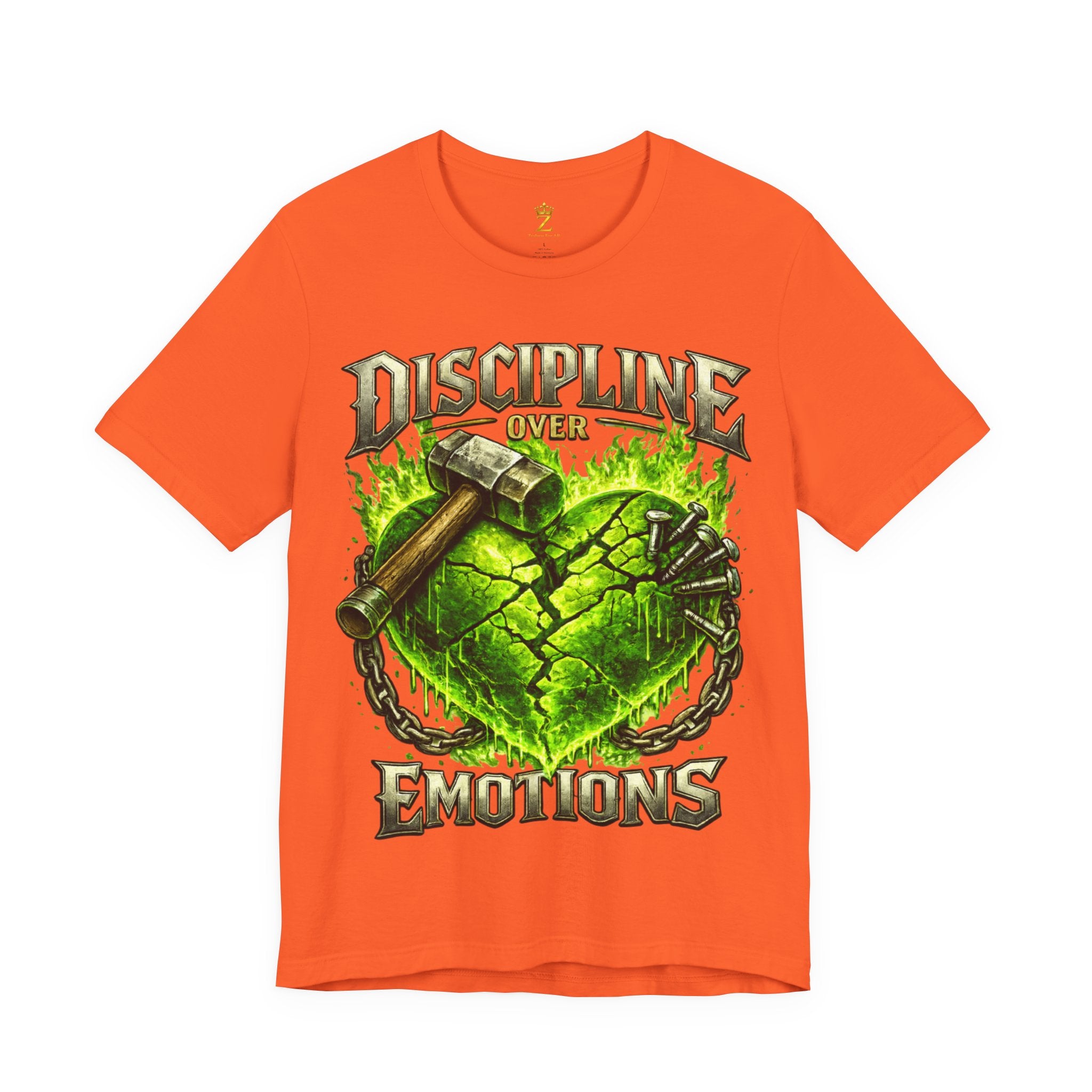 Discipline Over Emotions Premium Graphic T-Shirt (Lime Green Heart) Printify