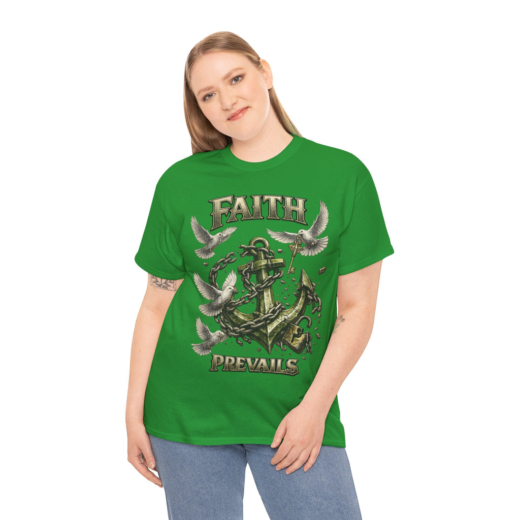 Adult Faith Prevails Anchor T-Shirt (Green Anchor) Printify