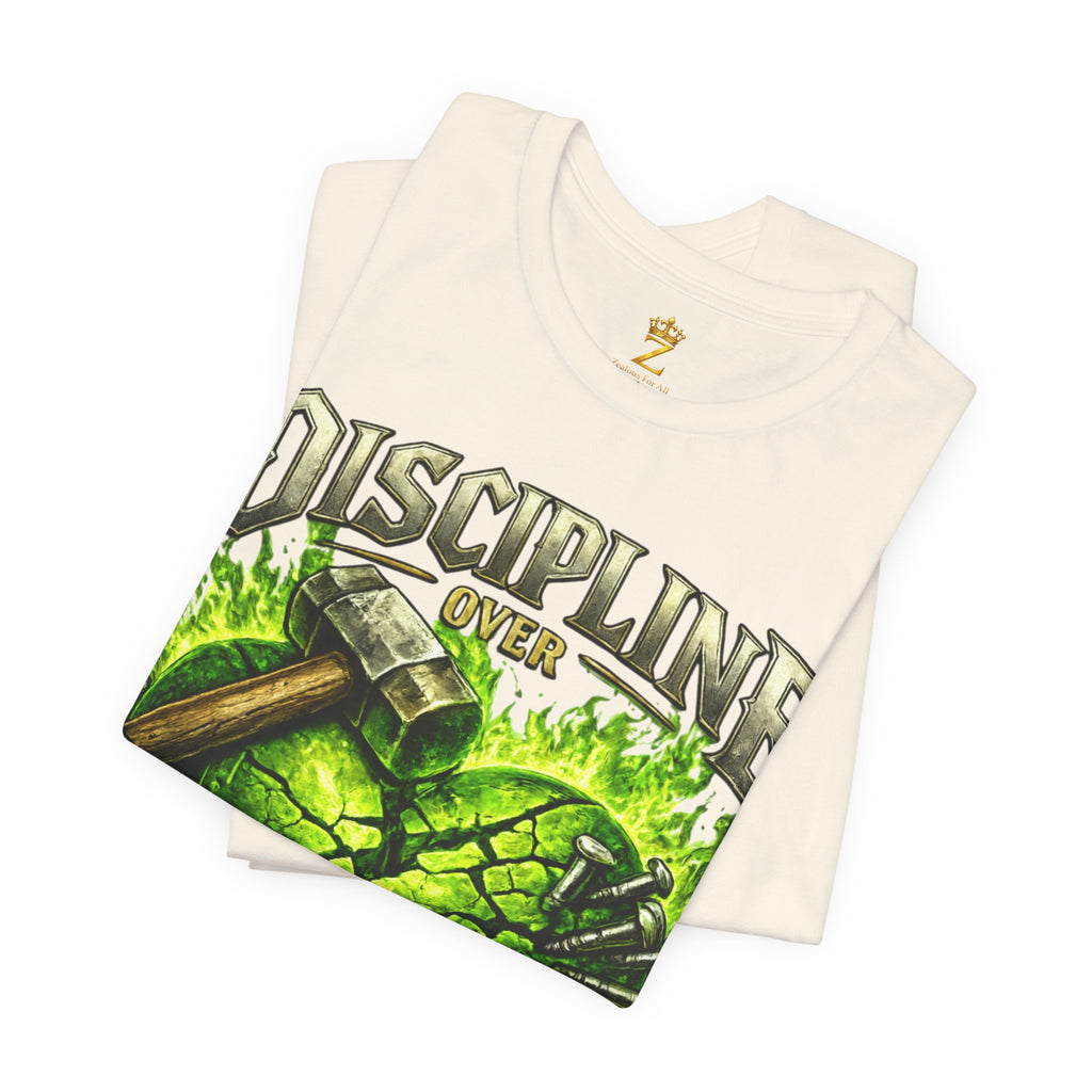 Discipline Over Emotions Premium Graphic T-Shirt (Lime Green Heart) Printify