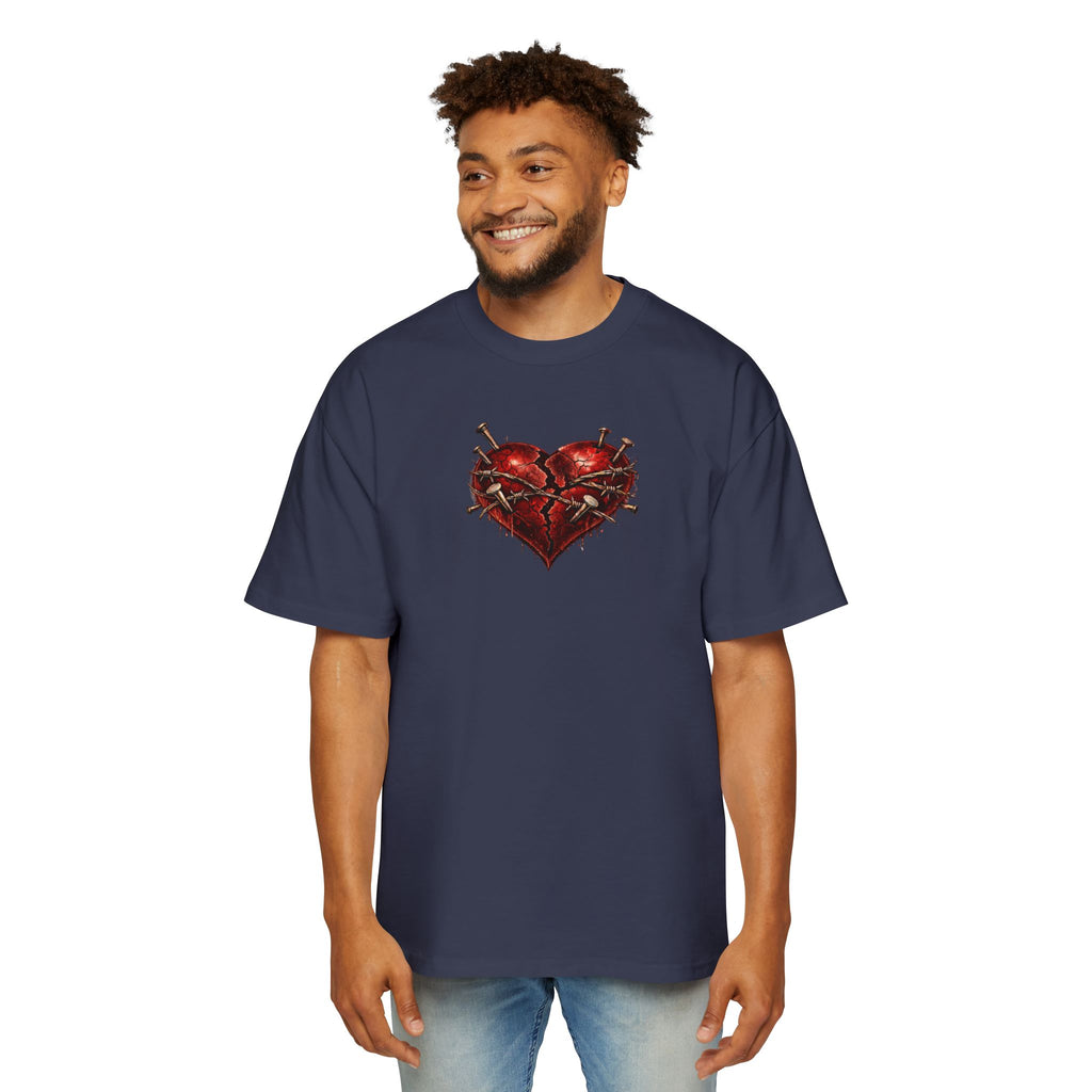 Oversized Discipline Over Emotions (Back) Graphic Tee (Red Heart) Printify