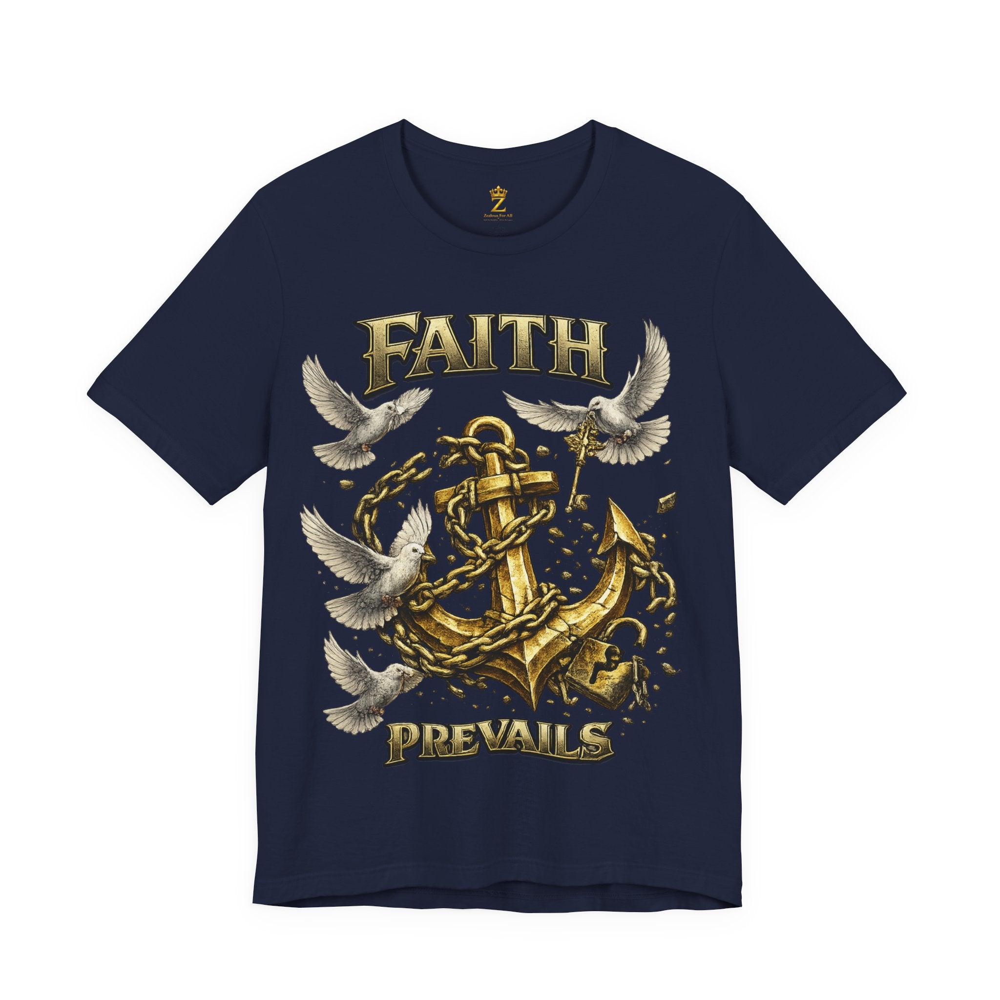 Faith Prevails T‑Shirt (Gold Anchor) Printify