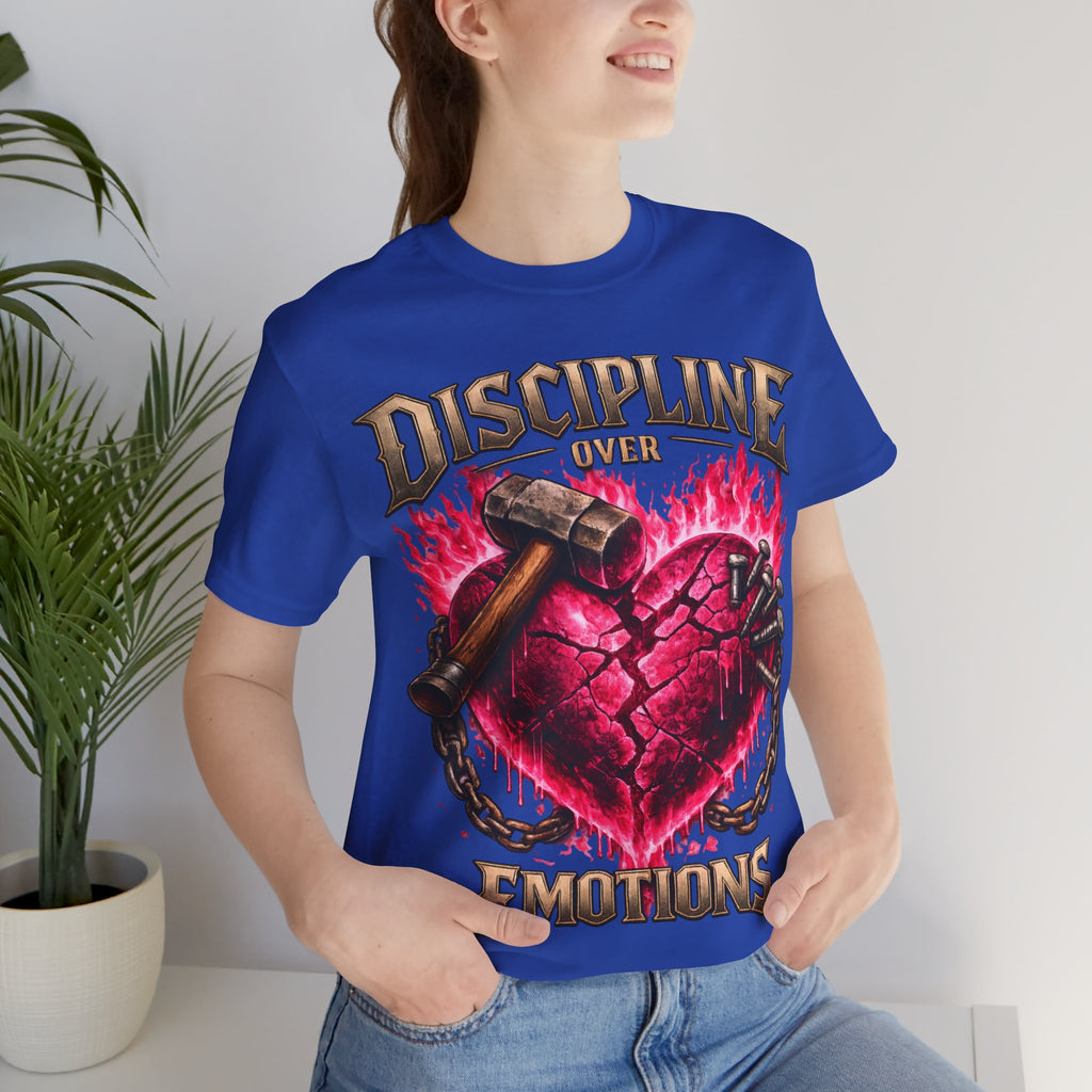 Discipline Over Emotions Premium Graphic T-Shirt (Hot Pink Heart) Printify