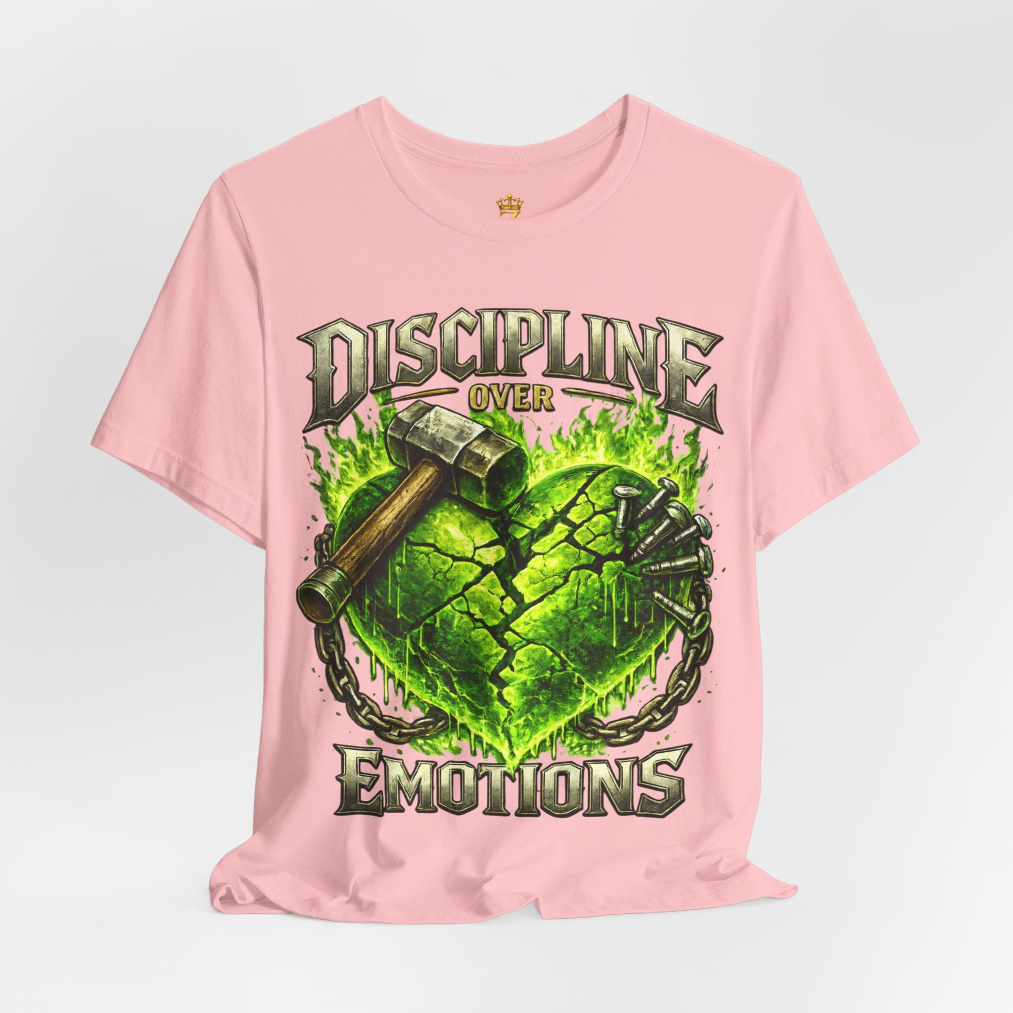 Discipline Over Emotions Premium Graphic T-Shirt (Lime Green Heart) Printify