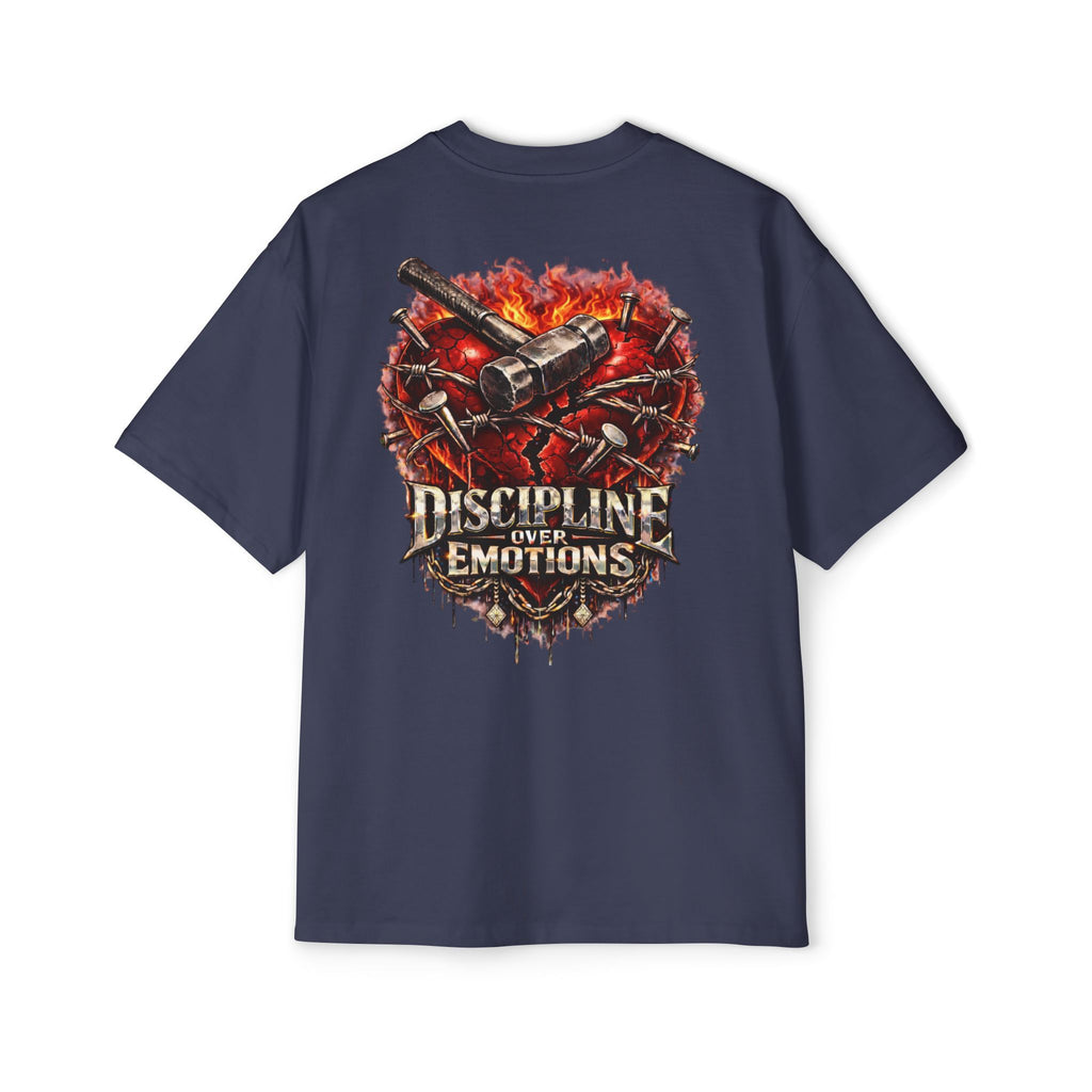 Oversized Discipline Over Emotions (Back) Graphic Tee (Red Heart) Printify