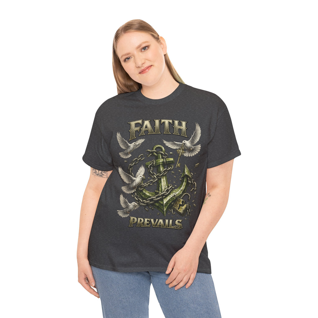 Adult Faith Prevails Anchor T-Shirt (Green Anchor) Printify