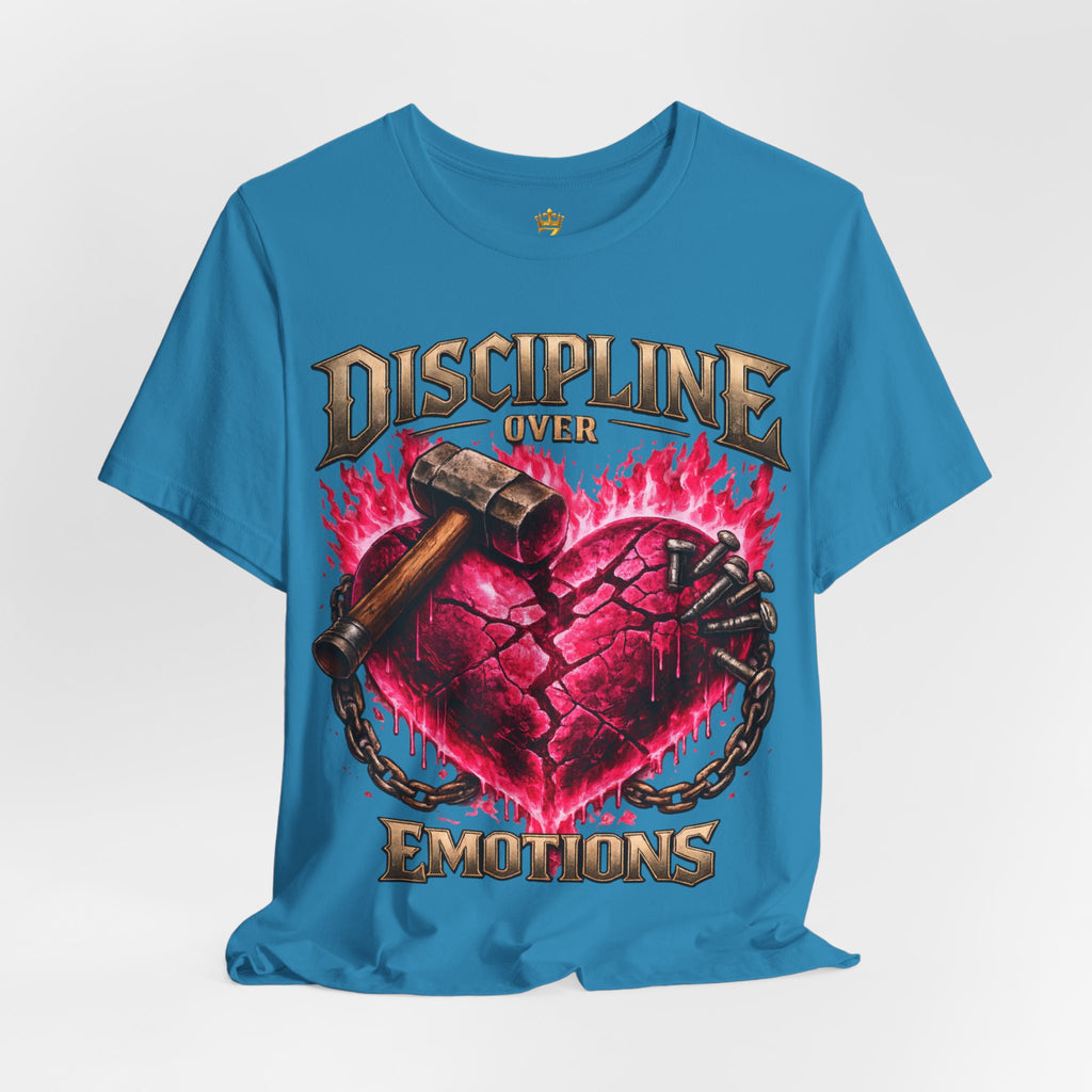 Discipline Over Emotions Premium Graphic T-Shirt (Hot Pink Heart) Printify