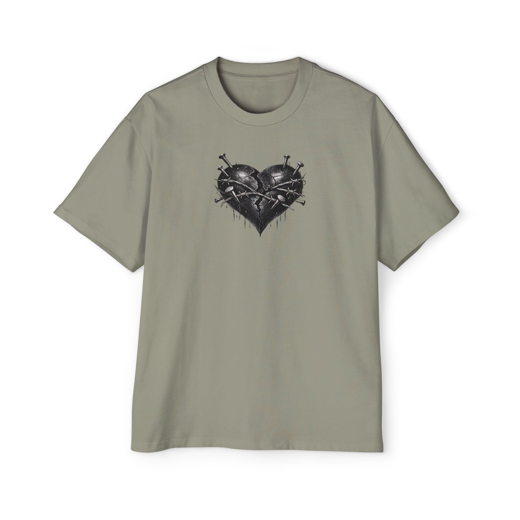 Oversized Discipline Over Emotions (Back) Graphic Tee (Black Heart) Printify