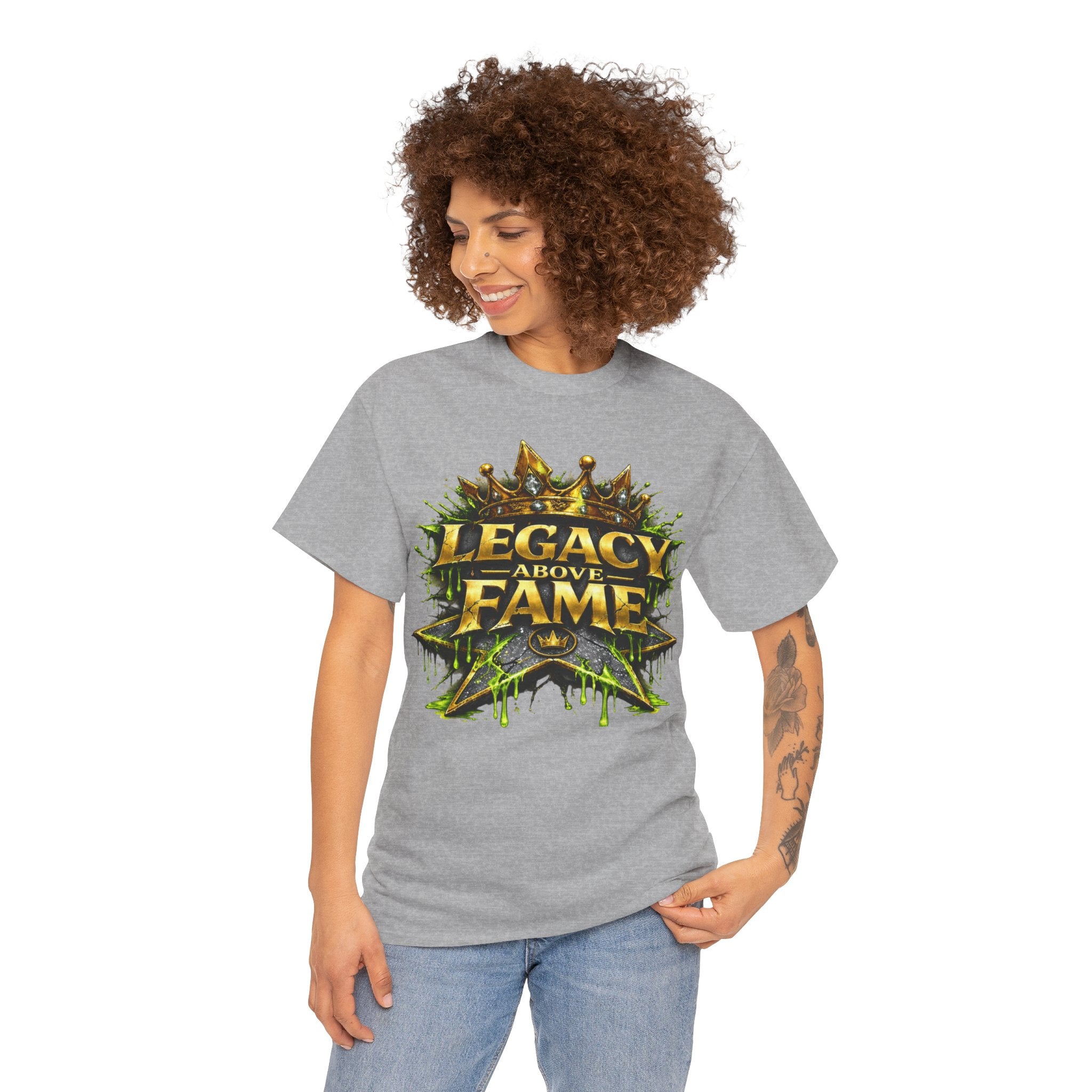 Adult Legacy Above Fame Graphic T-Shirt (Lime Green Drip) - Zealous For All