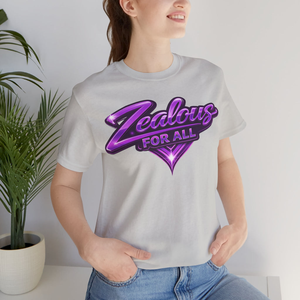 Zealous For All Graphic T-Shirt (Purple Logo) Printify