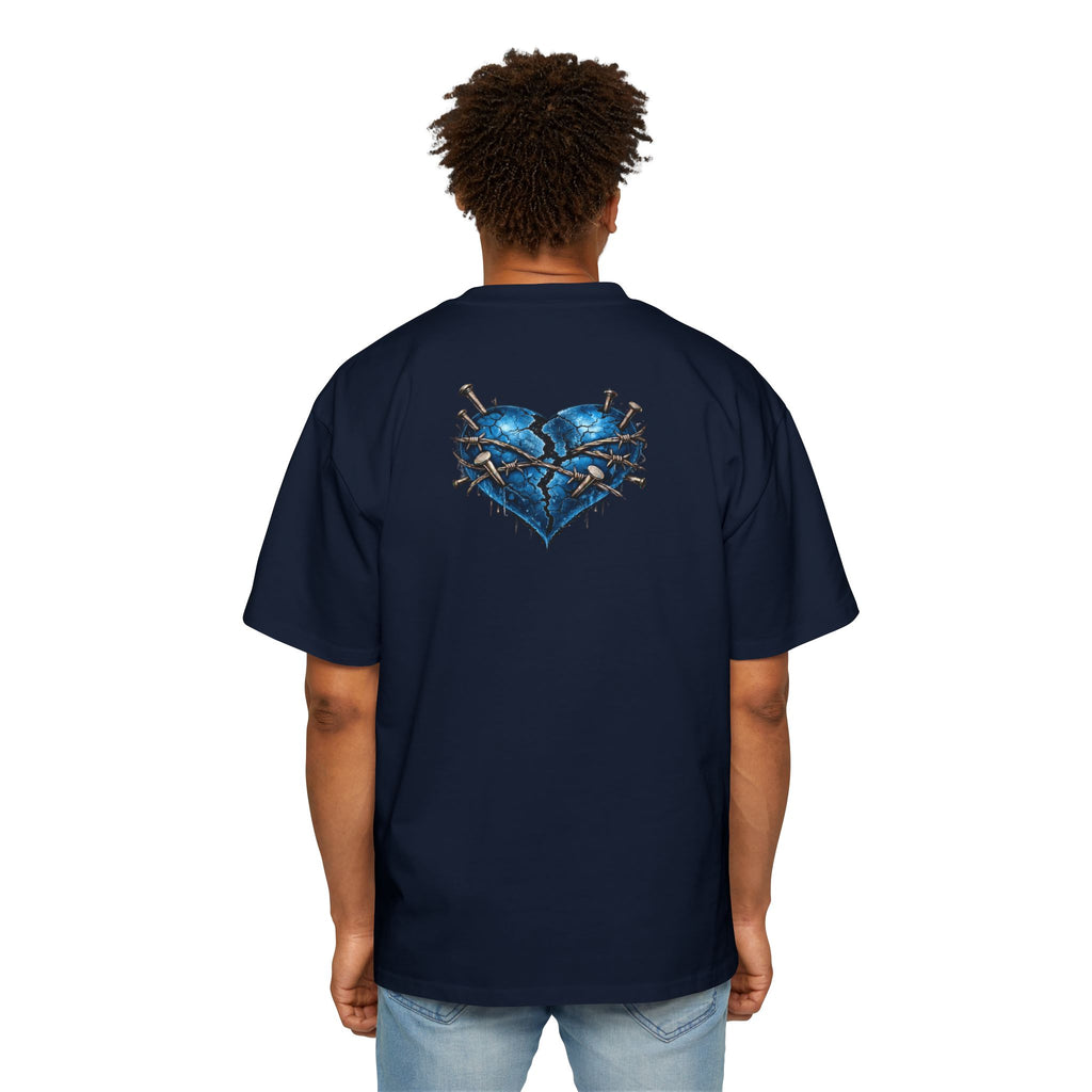 Oversized Discipline Over Emotions Graphic T-Shirt (Blue Heart) Printify