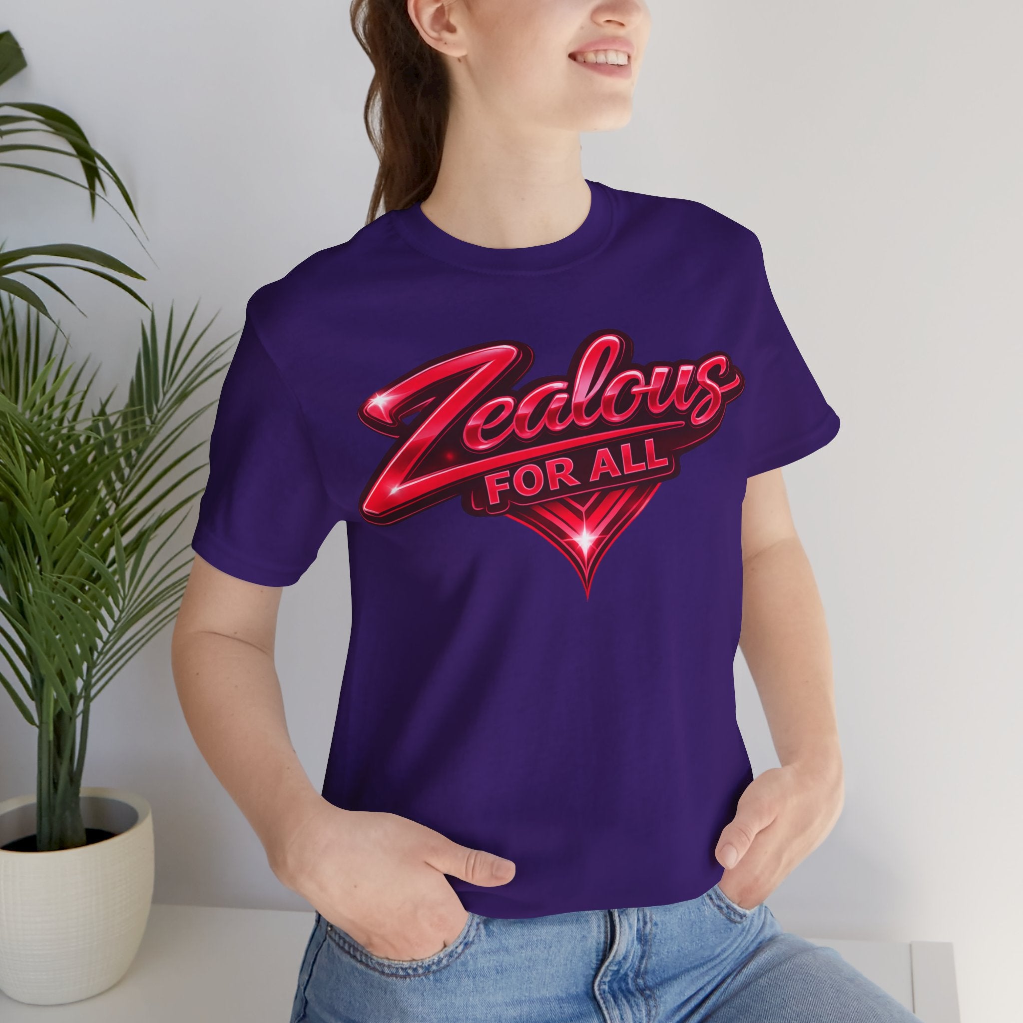 Zealous For All Graphic T-Shirt (Red Logo) Printify