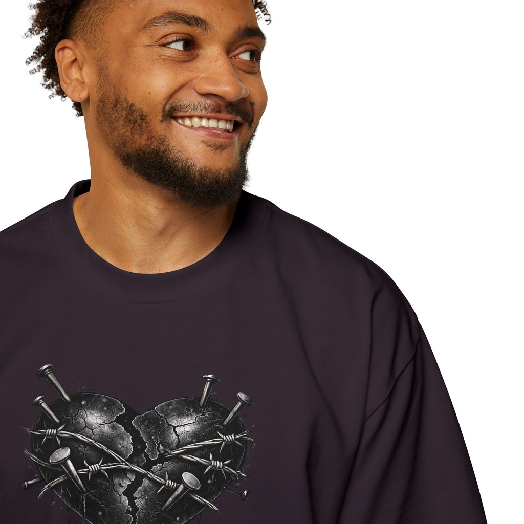 Oversized Discipline Over Emotions (Back) Graphic Tee (Black Heart) Printify