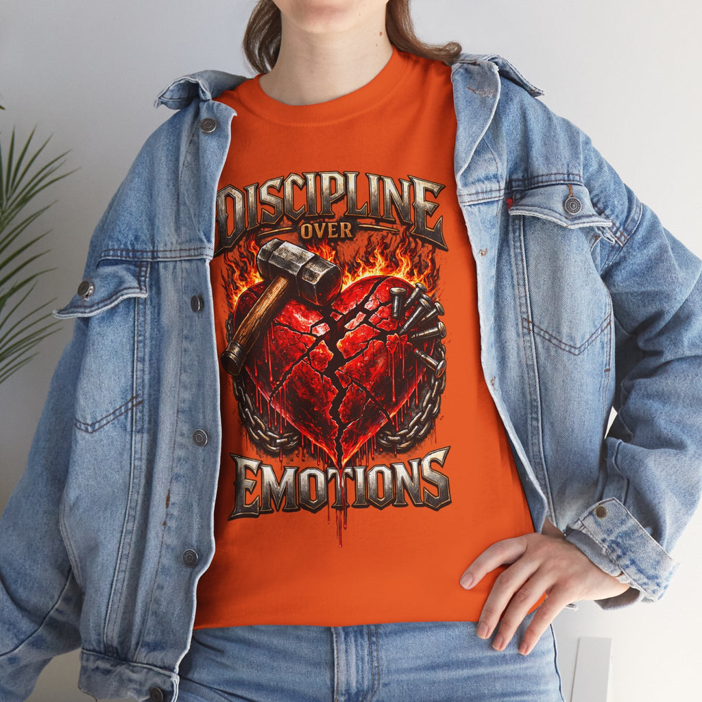 Discipline Over Emotions Graphic T-Shirt (Red Heart) Printify
