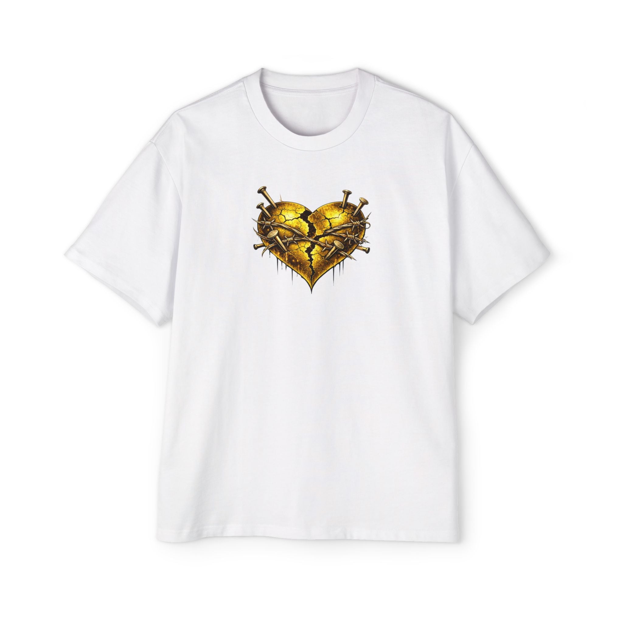 Oversized Discipline Over Emotions (Back) Graphic Tee (Gold Heart) Printify