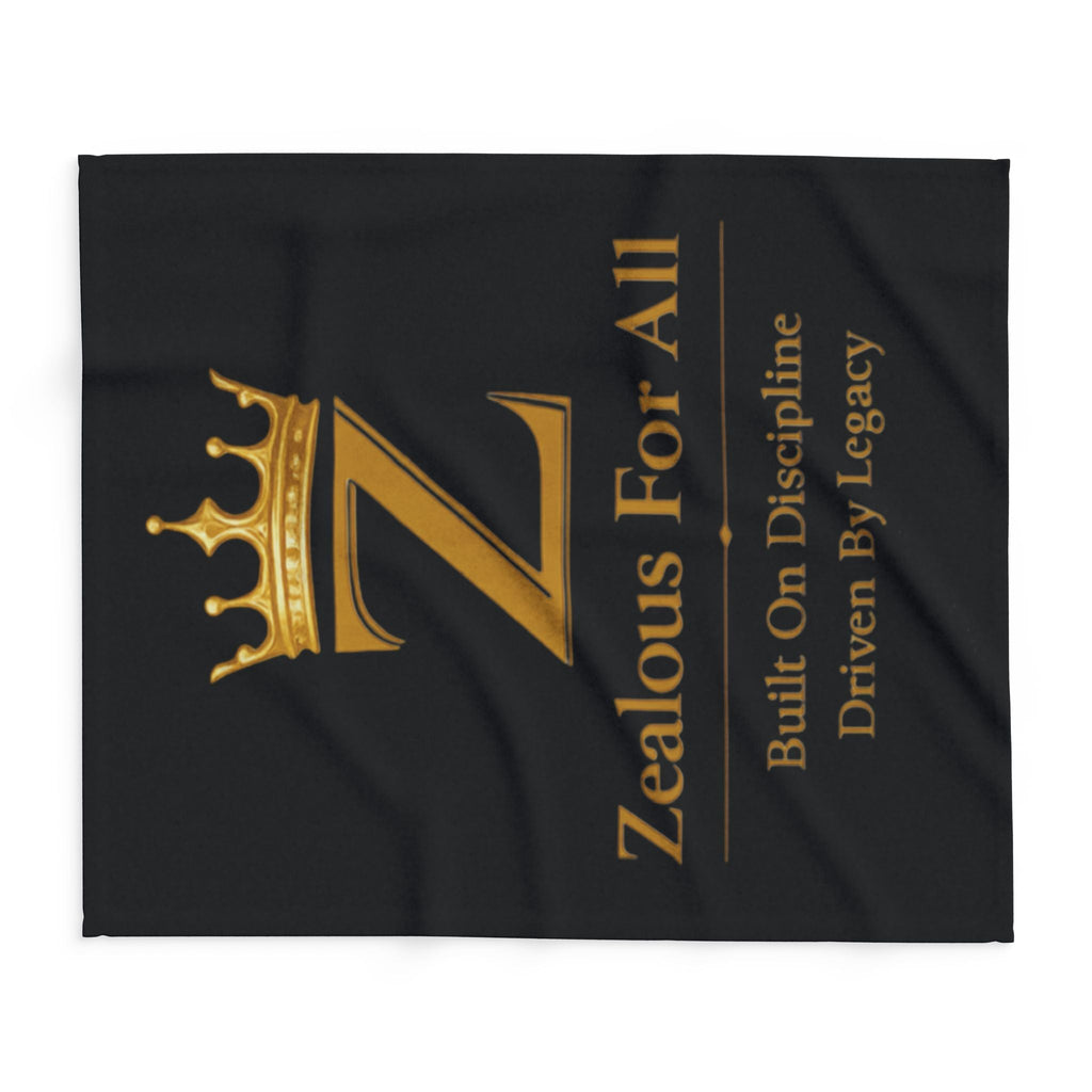 First Zealous For All Gold Crown Throw Drop 01 — Black Arctic Fleece Blanket Printify