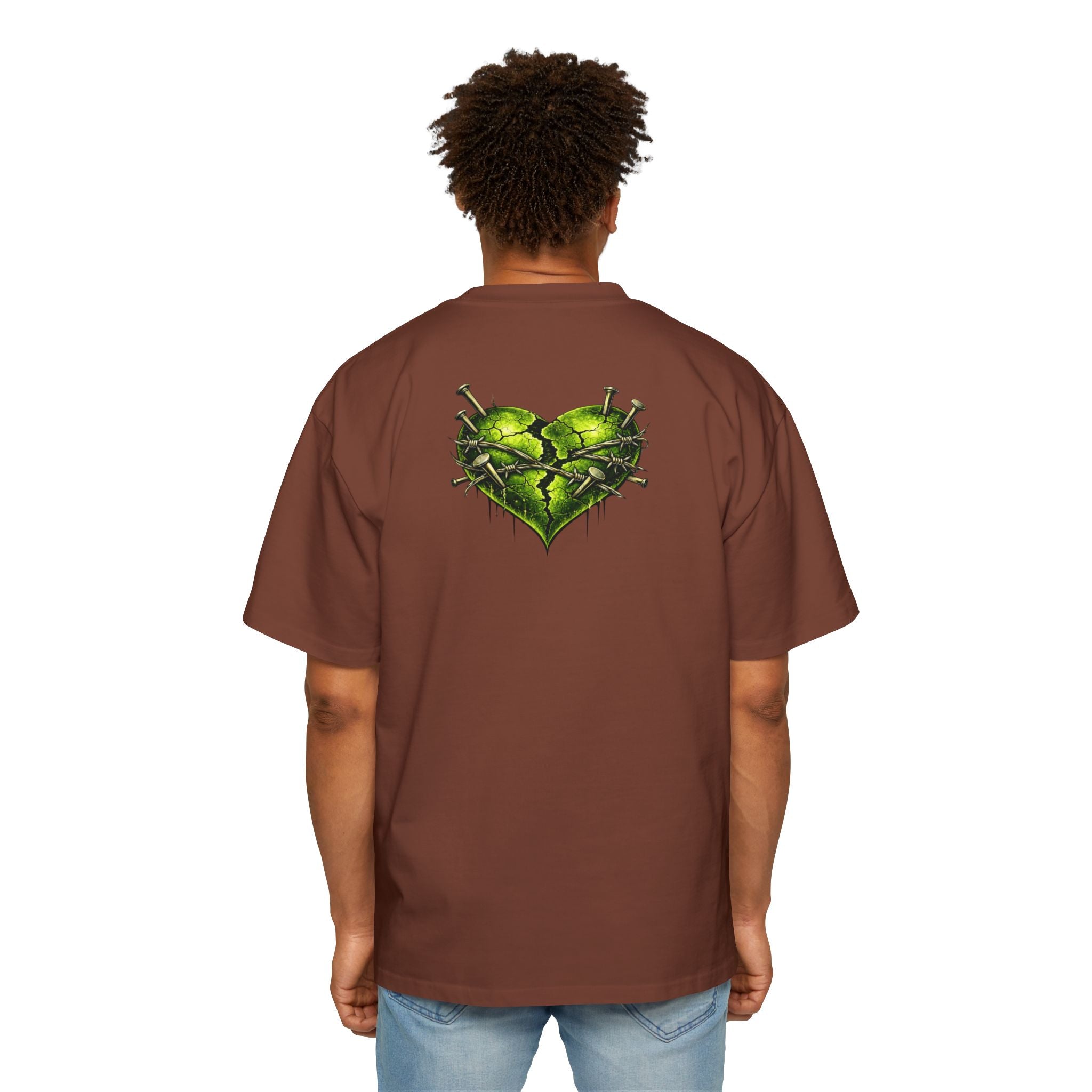 Oversized Discipline Over Emotions Graphic Tee (Green Heart) Printify