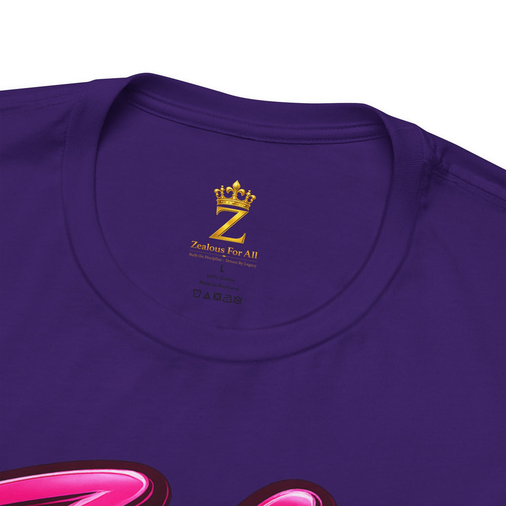 Zealous For All Graphic T-Shirt (Hot Pink Logo) Printify
