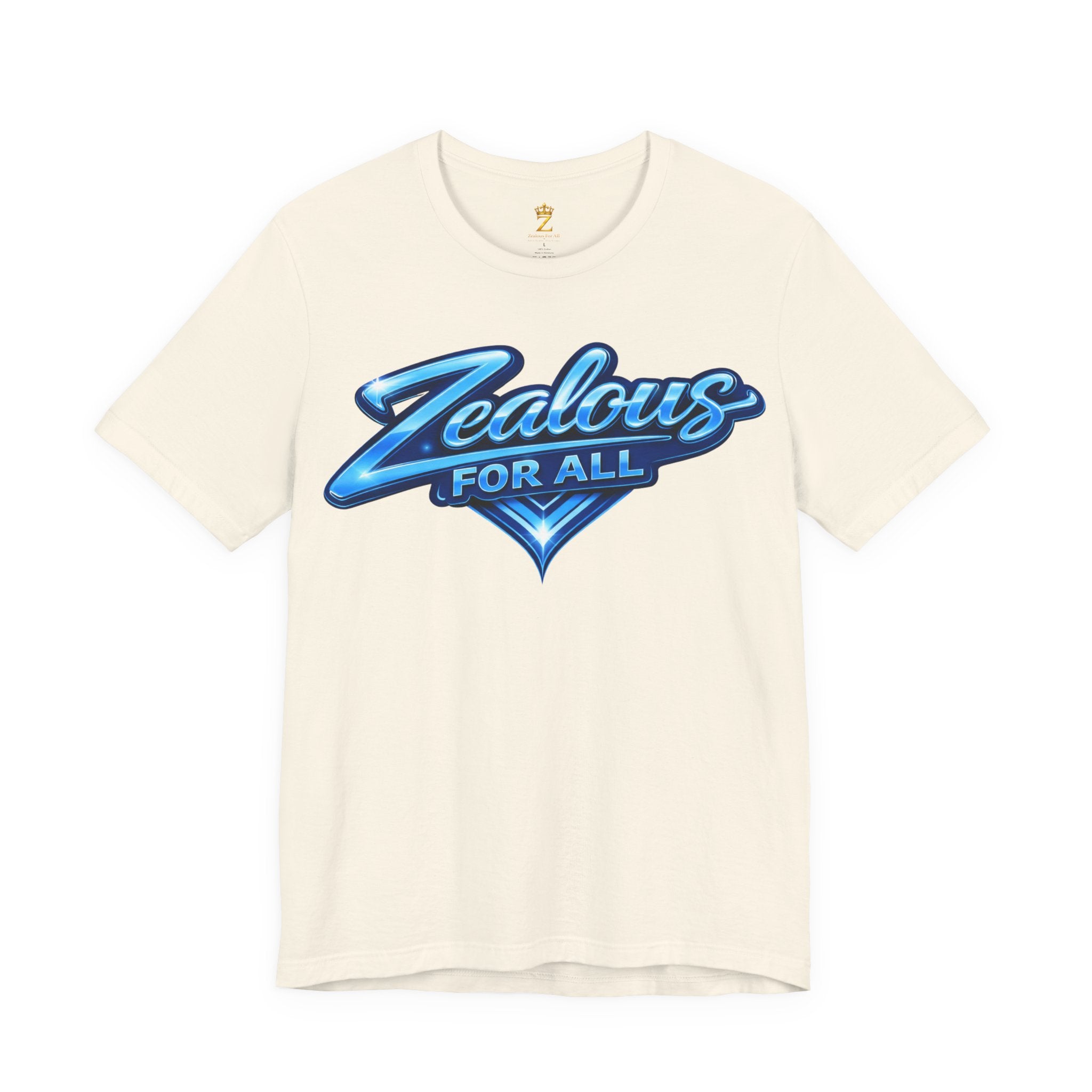 Zealous For All Graphic T-Shirt (Blue Logo) Printify