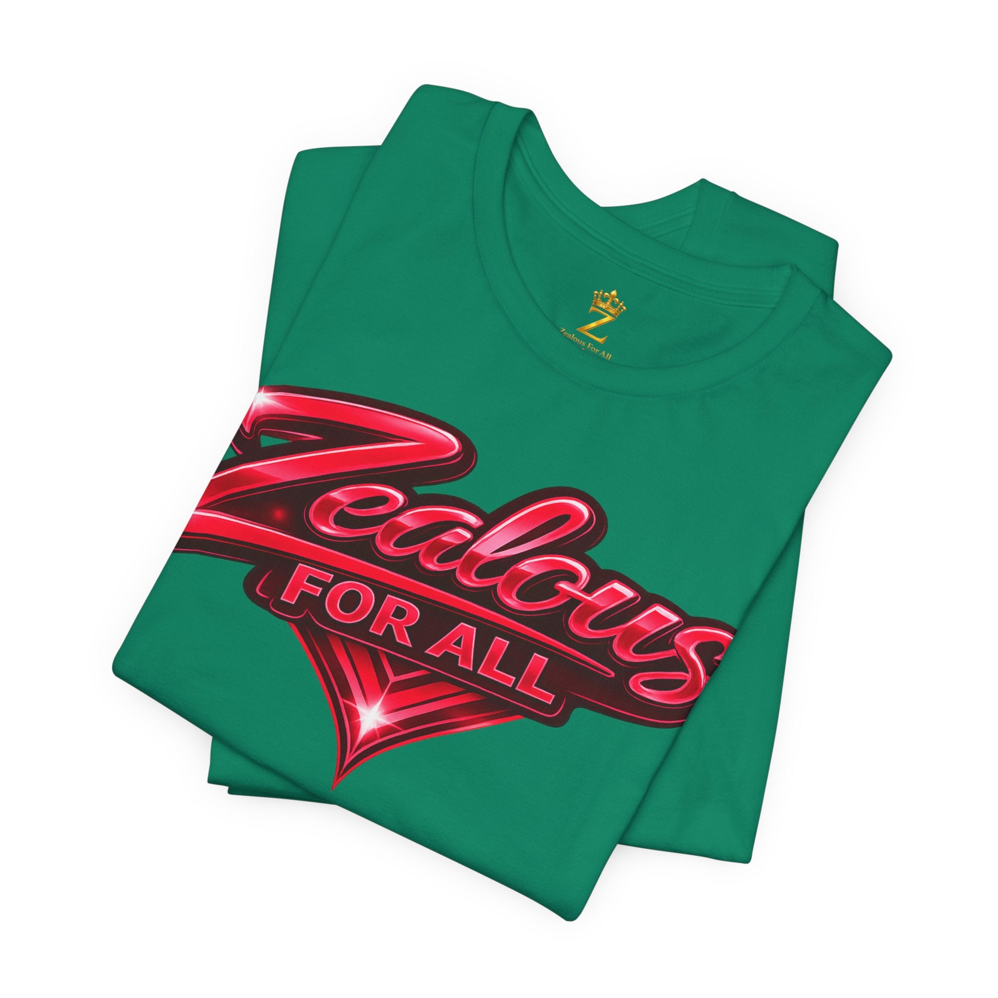 Zealous For All Graphic T-Shirt (Red Logo) Printify