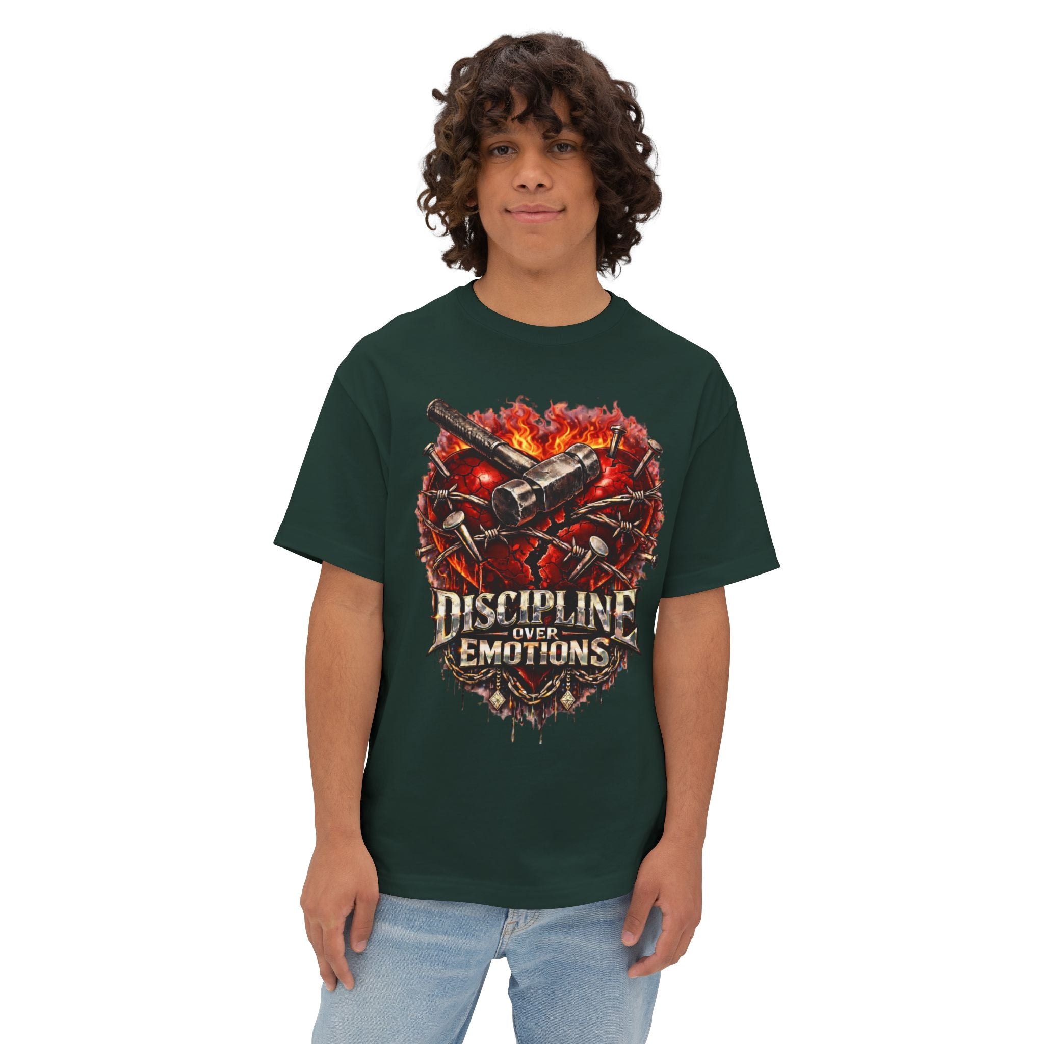 CEO CHAD EDITION *Oversized* Discipline Over Emotions Graphic Tee (Red Heart) Printify