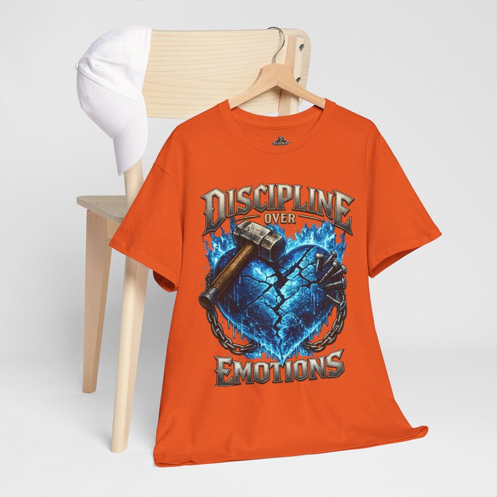 Discipline Over Emotions Graphic T-Shirt (Blue Heart) Printify