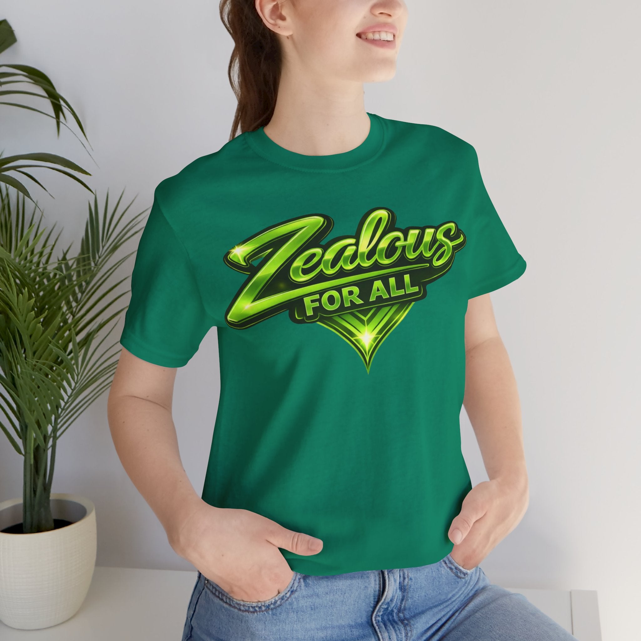 Zealous For All Graphic T-Shirt (Lime Green Logo) Printify