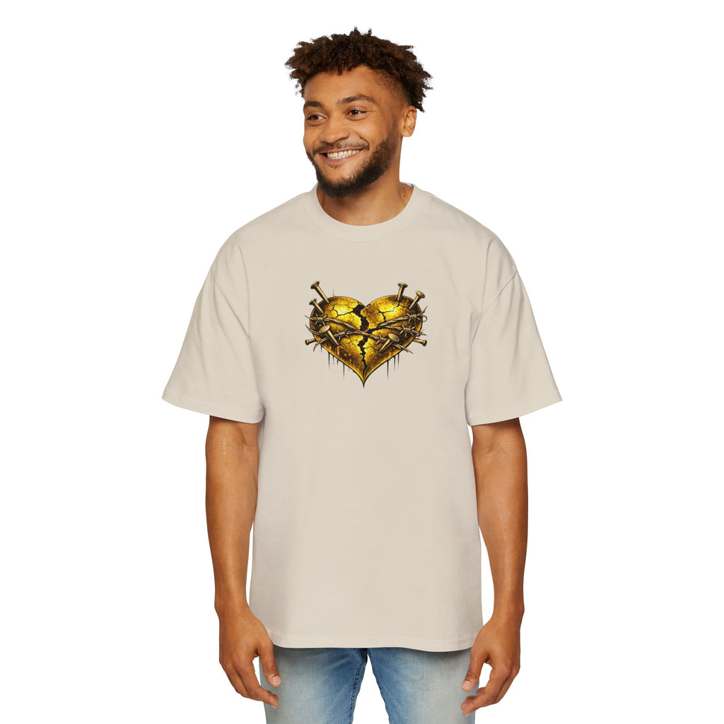 Oversized Discipline Over Emotions (Back) Graphic Tee (Gold Heart) Printify