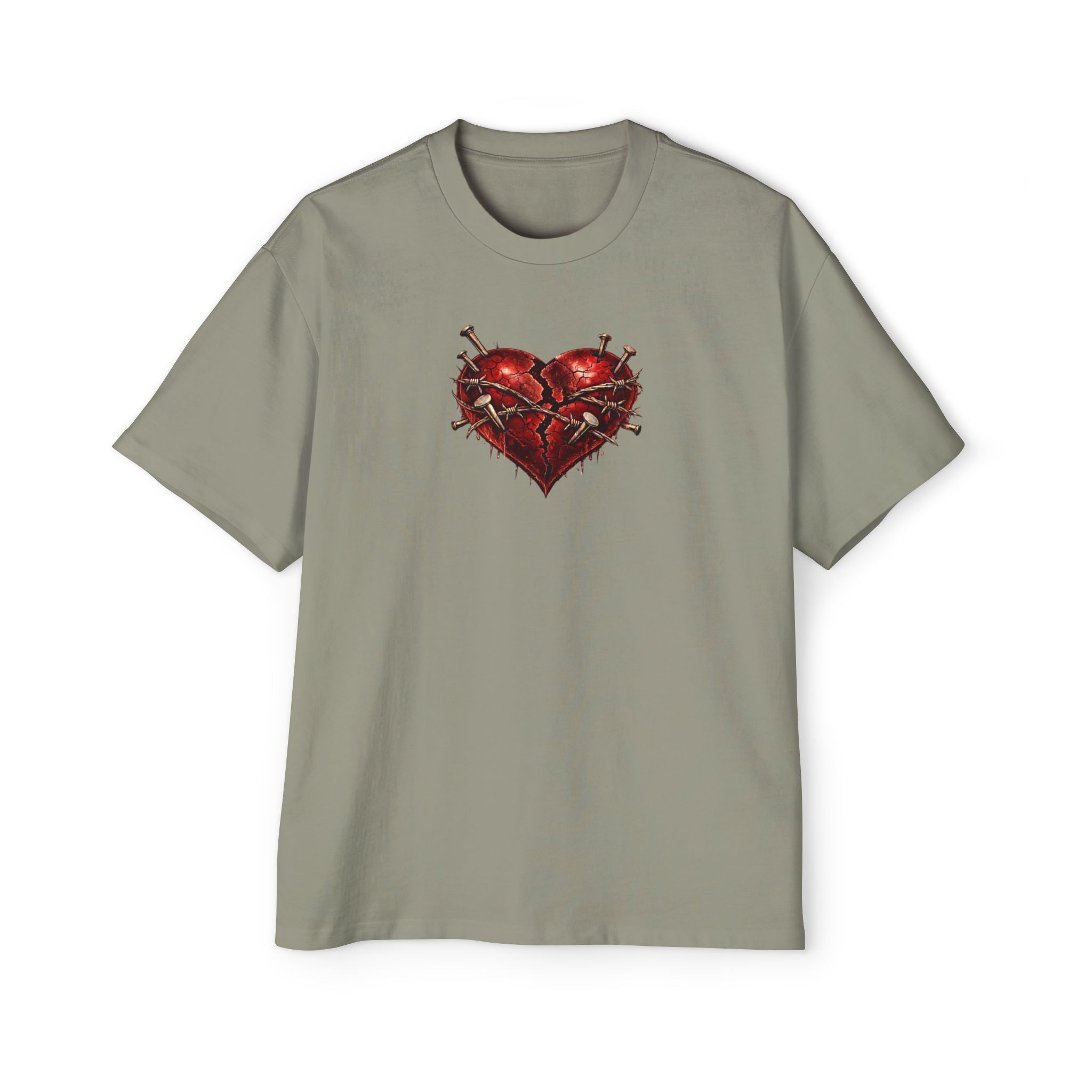 Oversized Discipline Over Emotions (Back) Graphic Tee (Red Heart) Printify