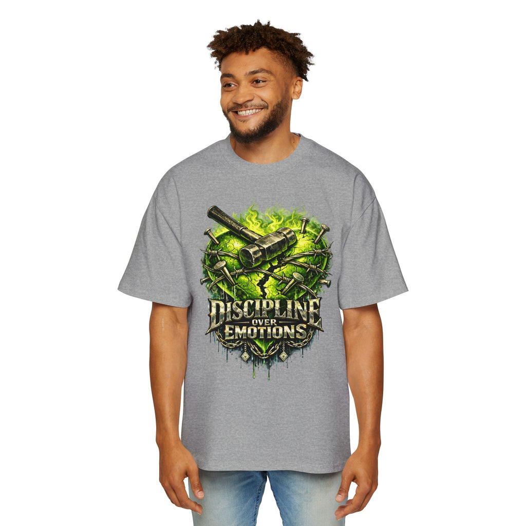 Oversized Discipline Over Emotions Graphic Tee (Green Heart) Printify