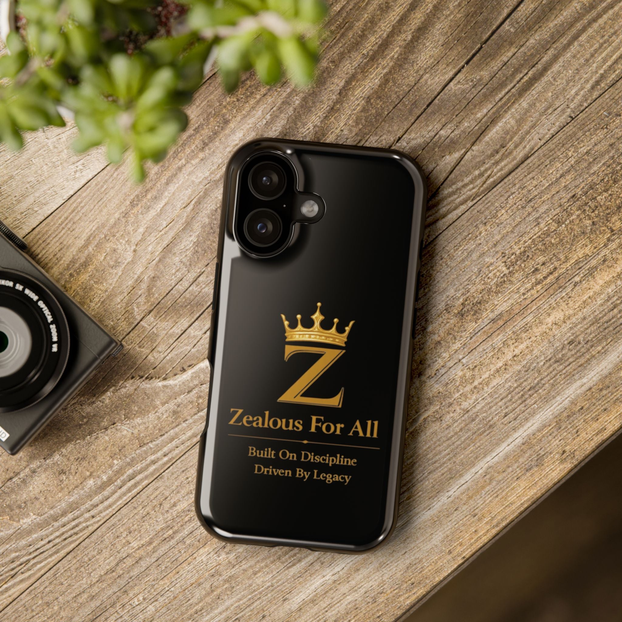 Phone Case — "Zealous For All" Gold Crown Impact-Resistant Case Printify