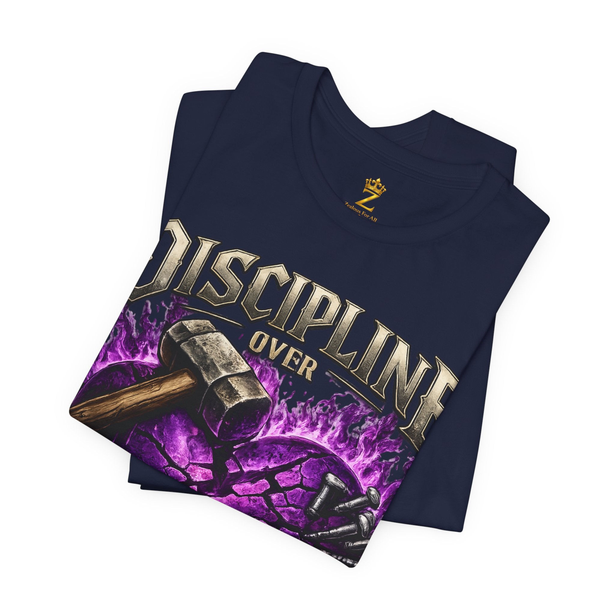 Discipline Over Emotions Premium Graphic T-Shirt (Purple Heart) Printify