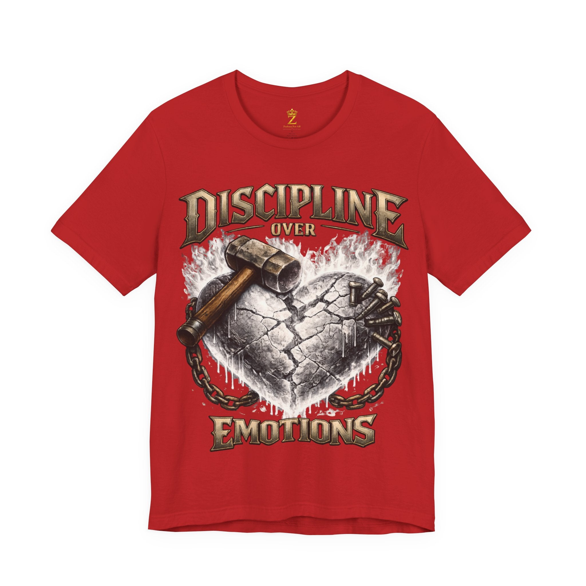 Discipline Over Emotions Premium Graphic T-Shirt (White Heart) Printify