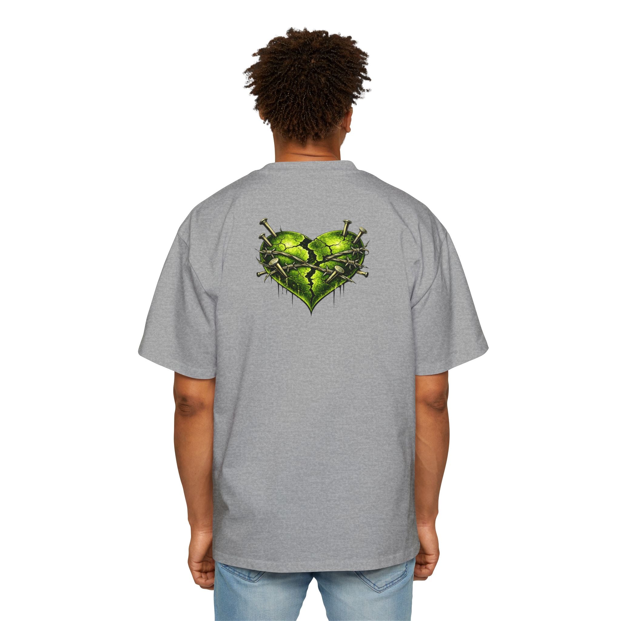 Oversized Discipline Over Emotions Graphic Tee (Green Heart) Printify