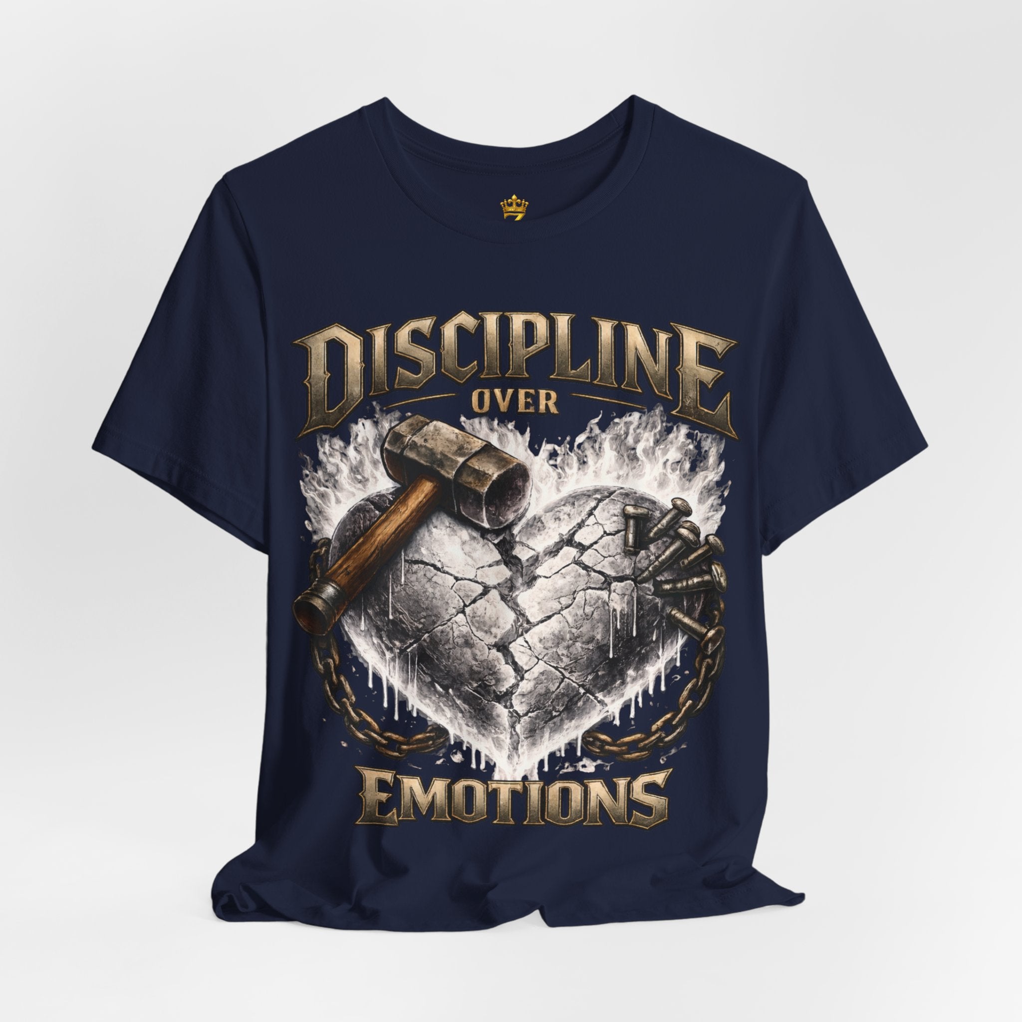 Discipline Over Emotions Premium Graphic T-Shirt (White Heart) Printify