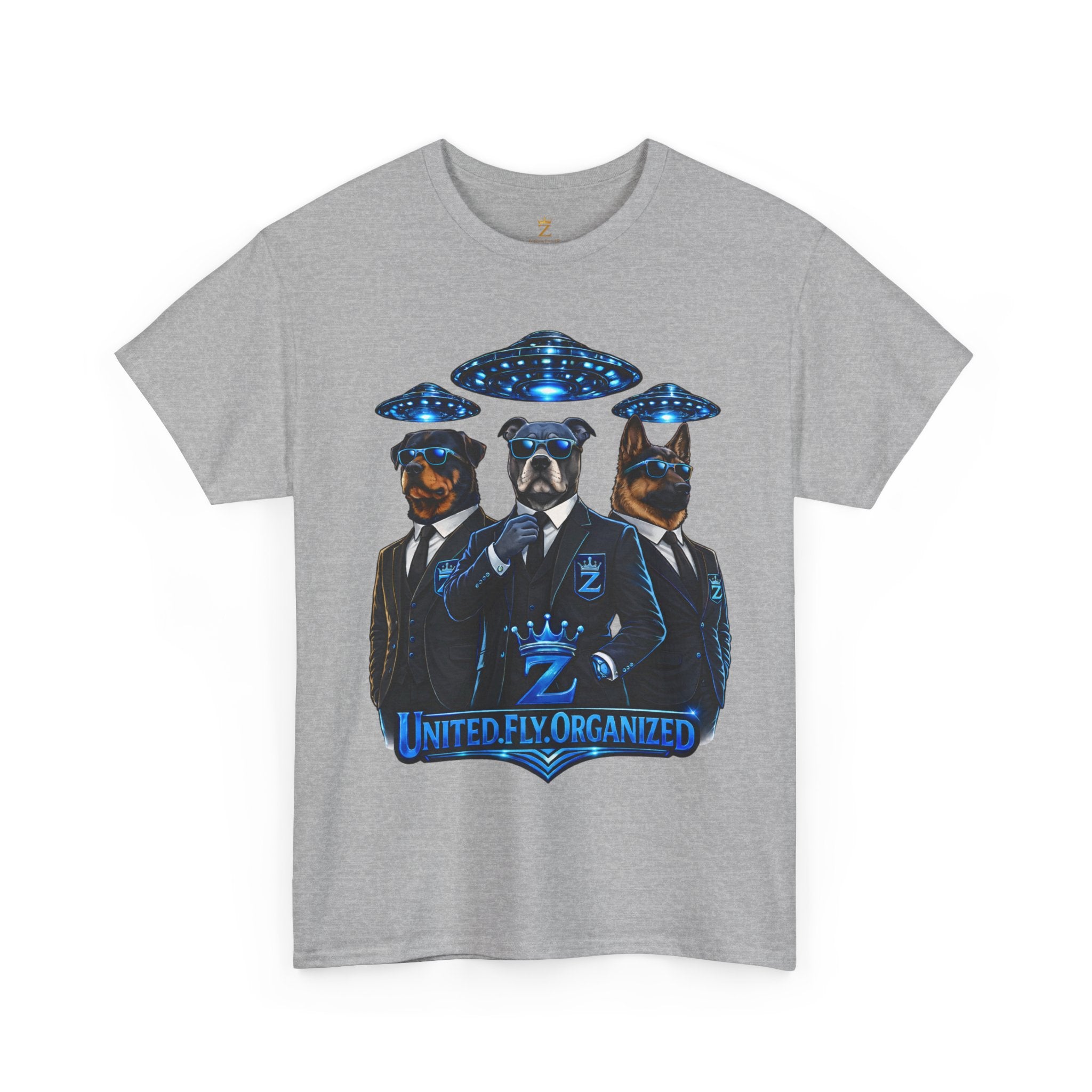 Adult "United. Fly. Organized." Graphic Tee (Blue) Printify