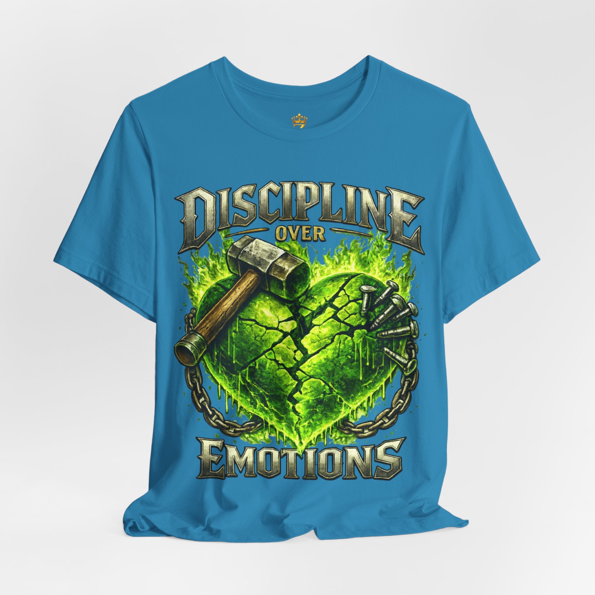 Discipline Over Emotions Premium Graphic T-Shirt (Lime Green Heart) Printify