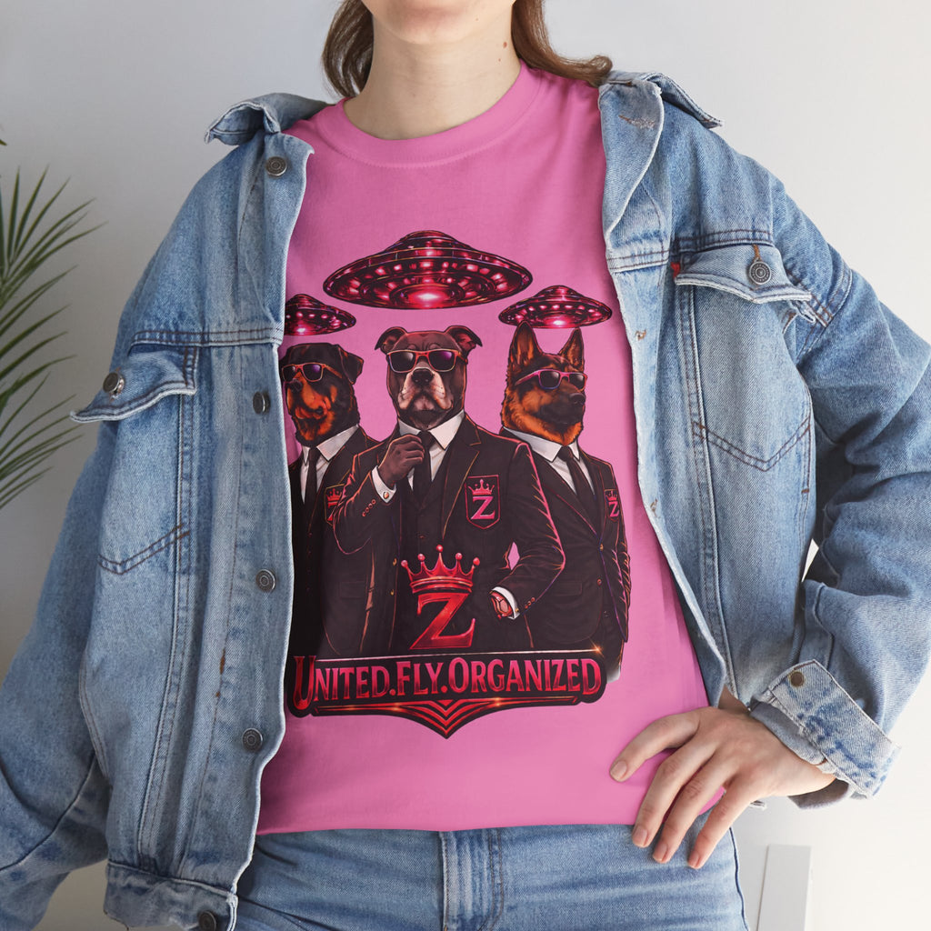 Adult "United. Fly. Organized." Graphic Tee (Hot Pink) Printify