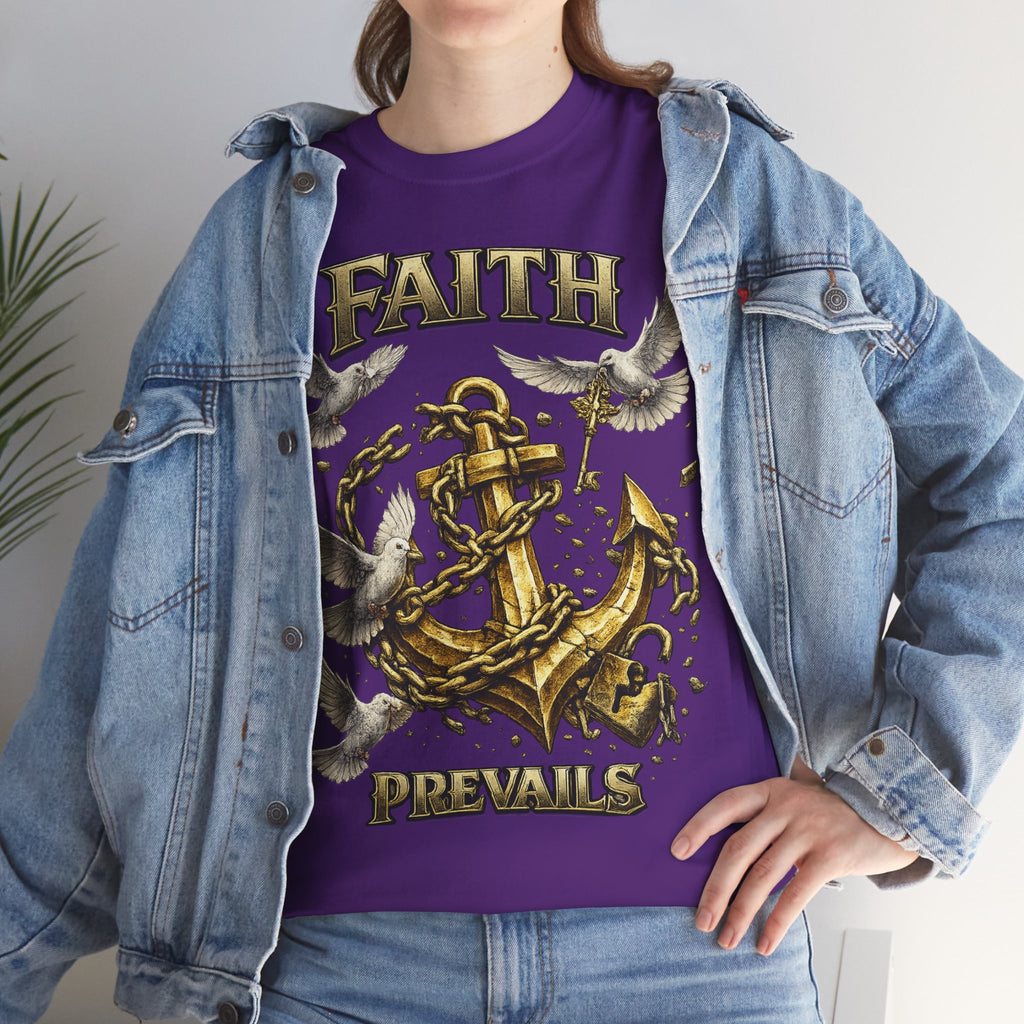 Adult Faith Prevails Anchor T-Shirt (Gold Anchor) Printify